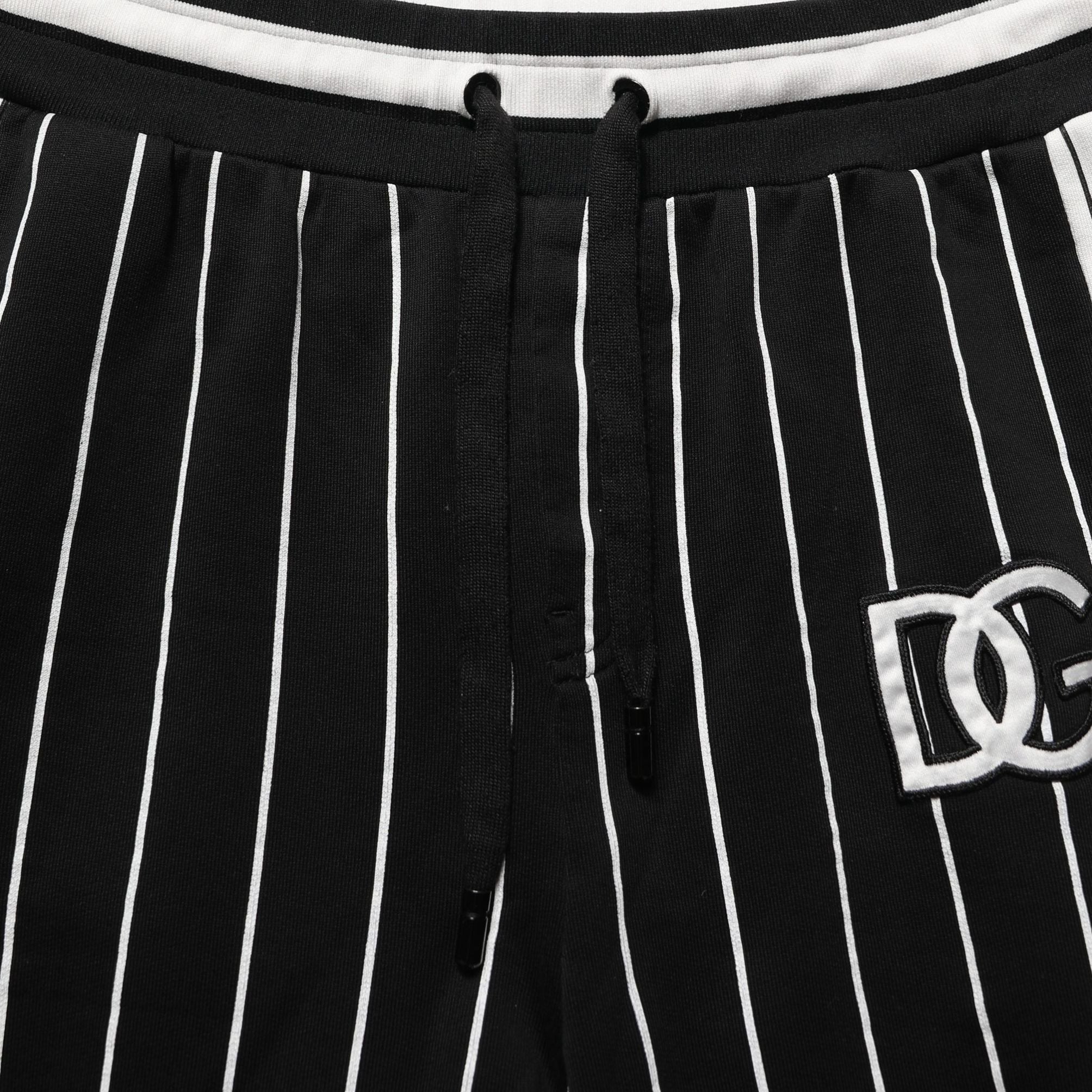 Dolce & Gabbana Black Striped DG Patch Men Sweatpants Pants