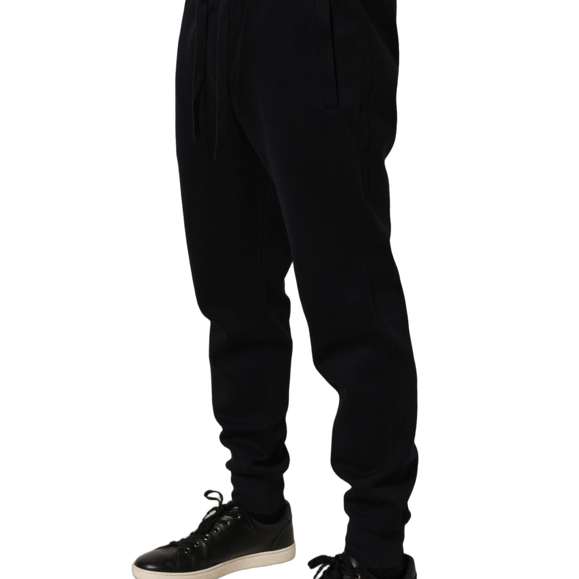 Dolce & Gabbana Blue Cotton Drawstring Jogger Trouser Pants