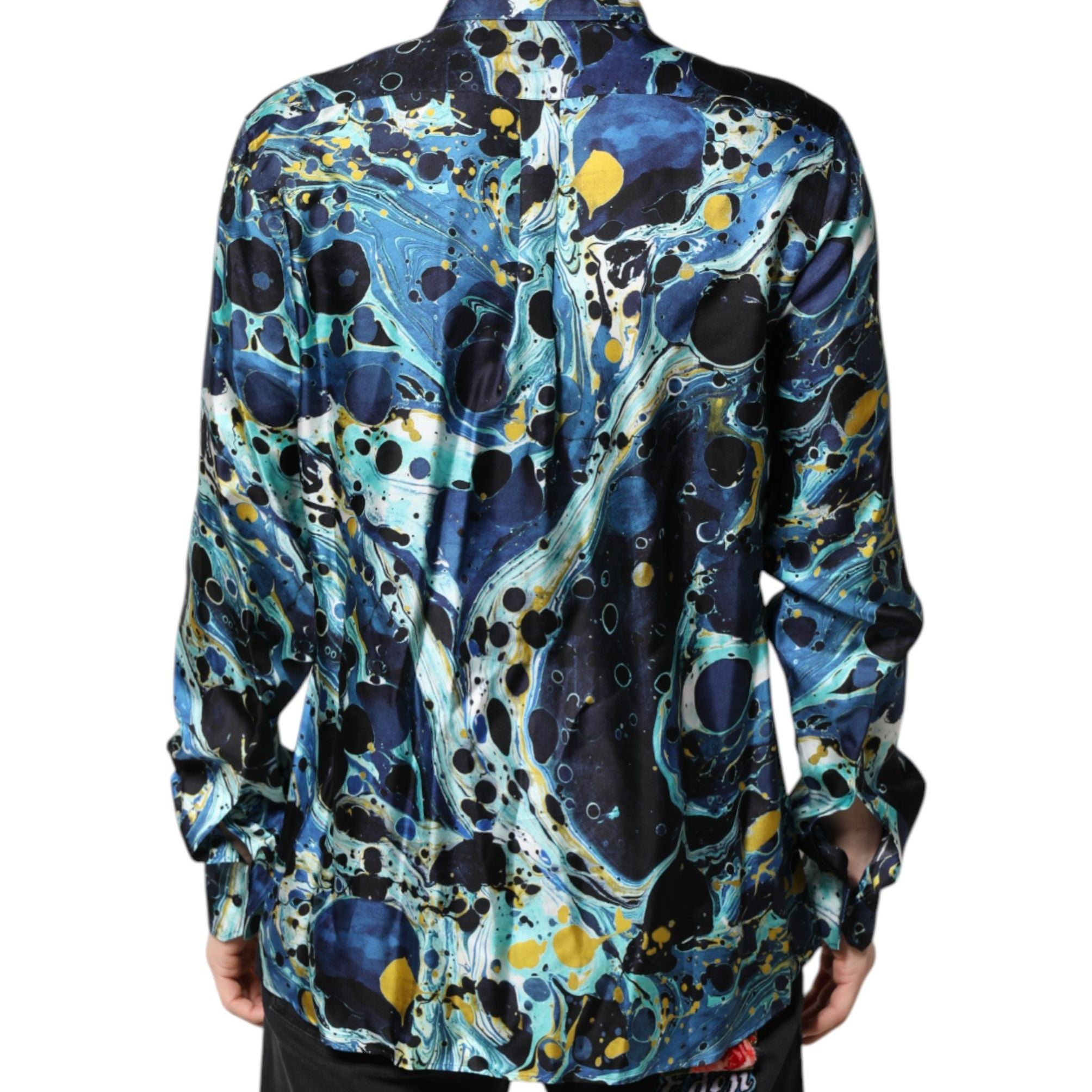 Dolce & Gabbana Blue Marble Print MARTINI Dress Formal Shirt