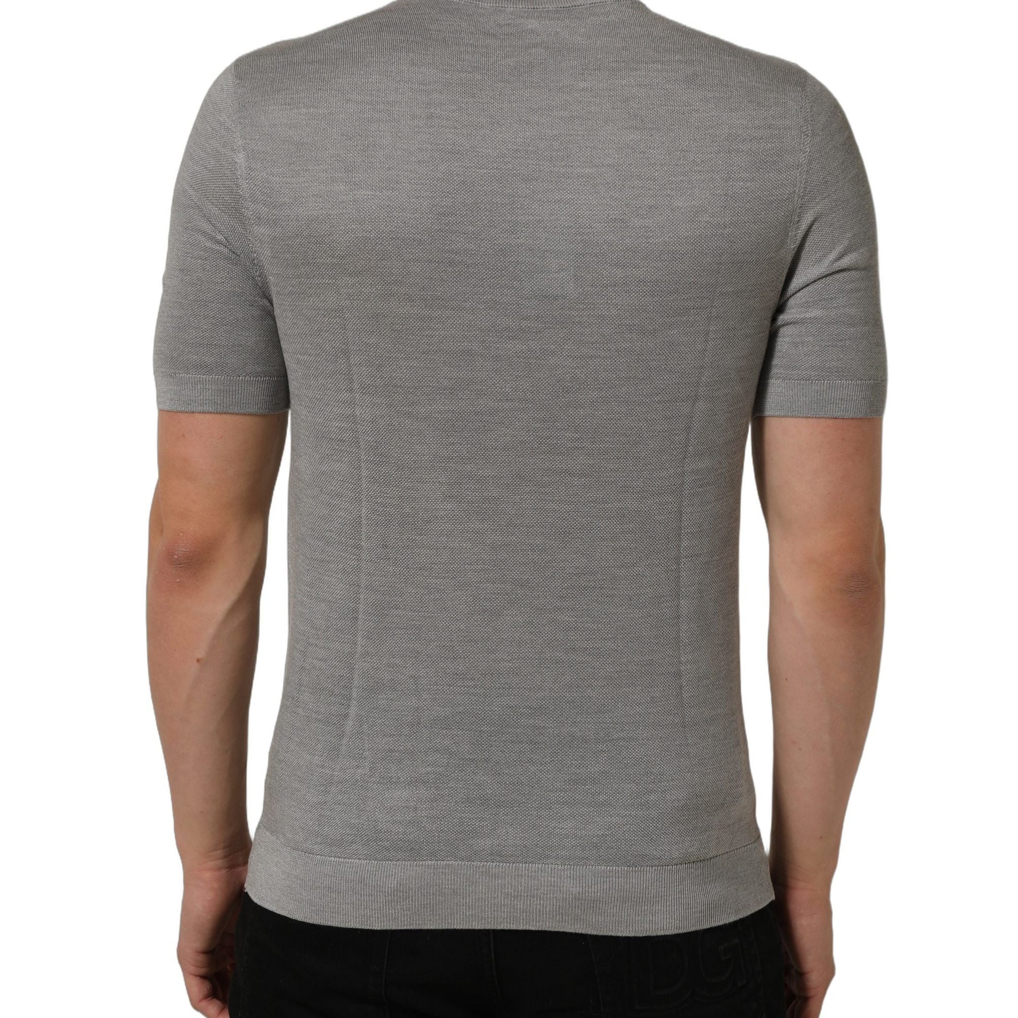 Dolce & Gabbana Gray Silk Crew Neck Short Sleeves T-shirt