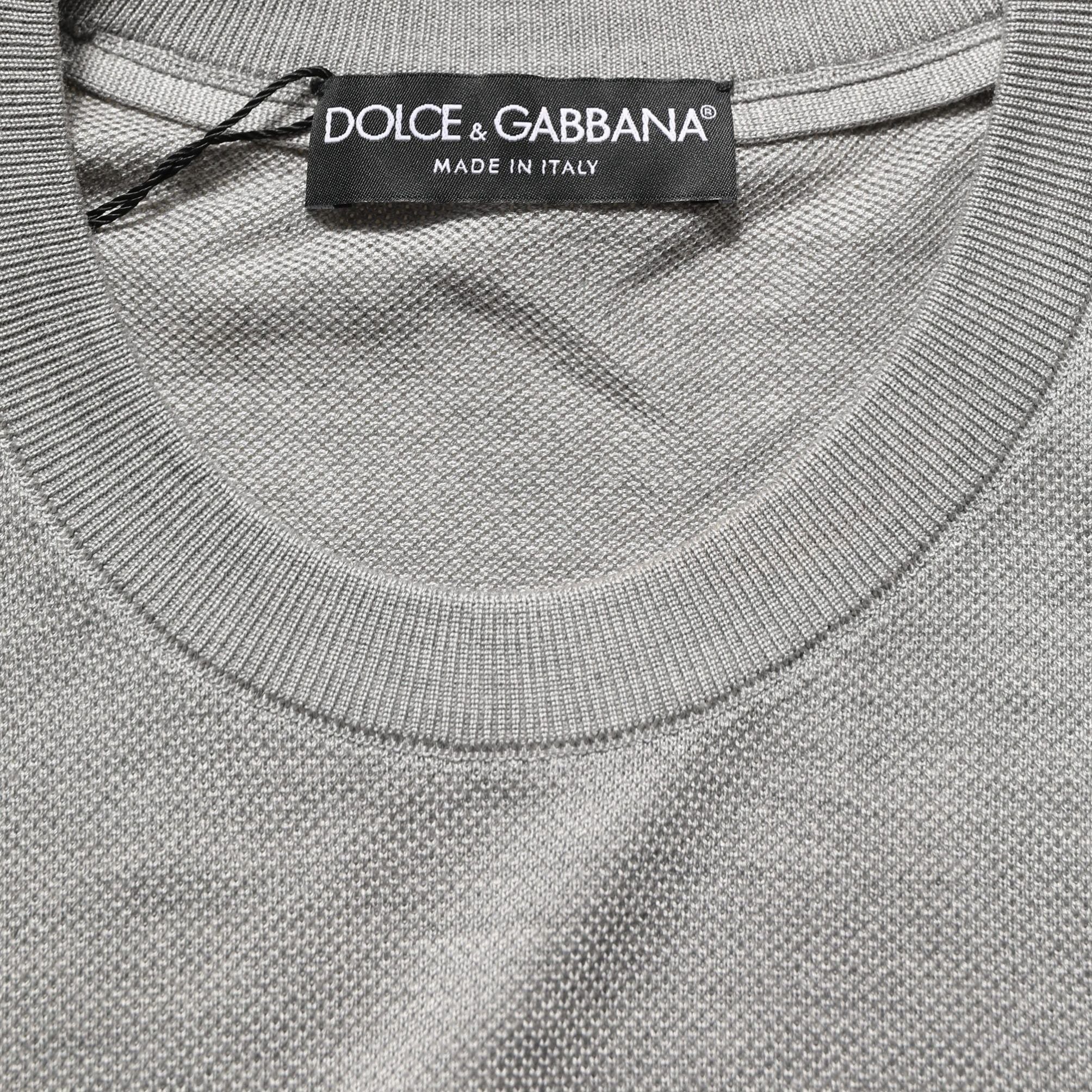 Dolce & Gabbana Gray Silk Crew Neck Short Sleeves T-shirt