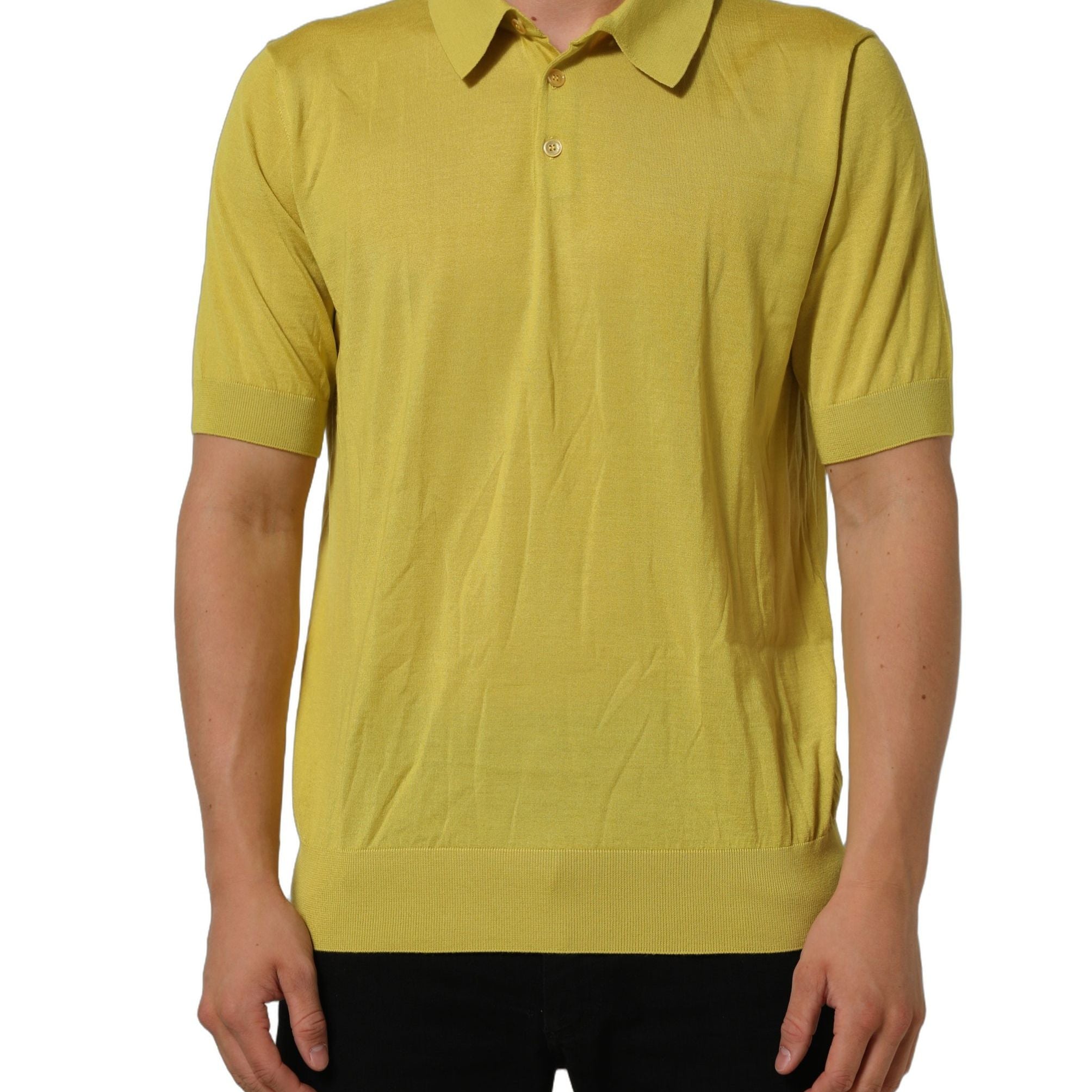 Dolce & Gabbana Yellow Cashmere Short Sleeves Polo T-shirt