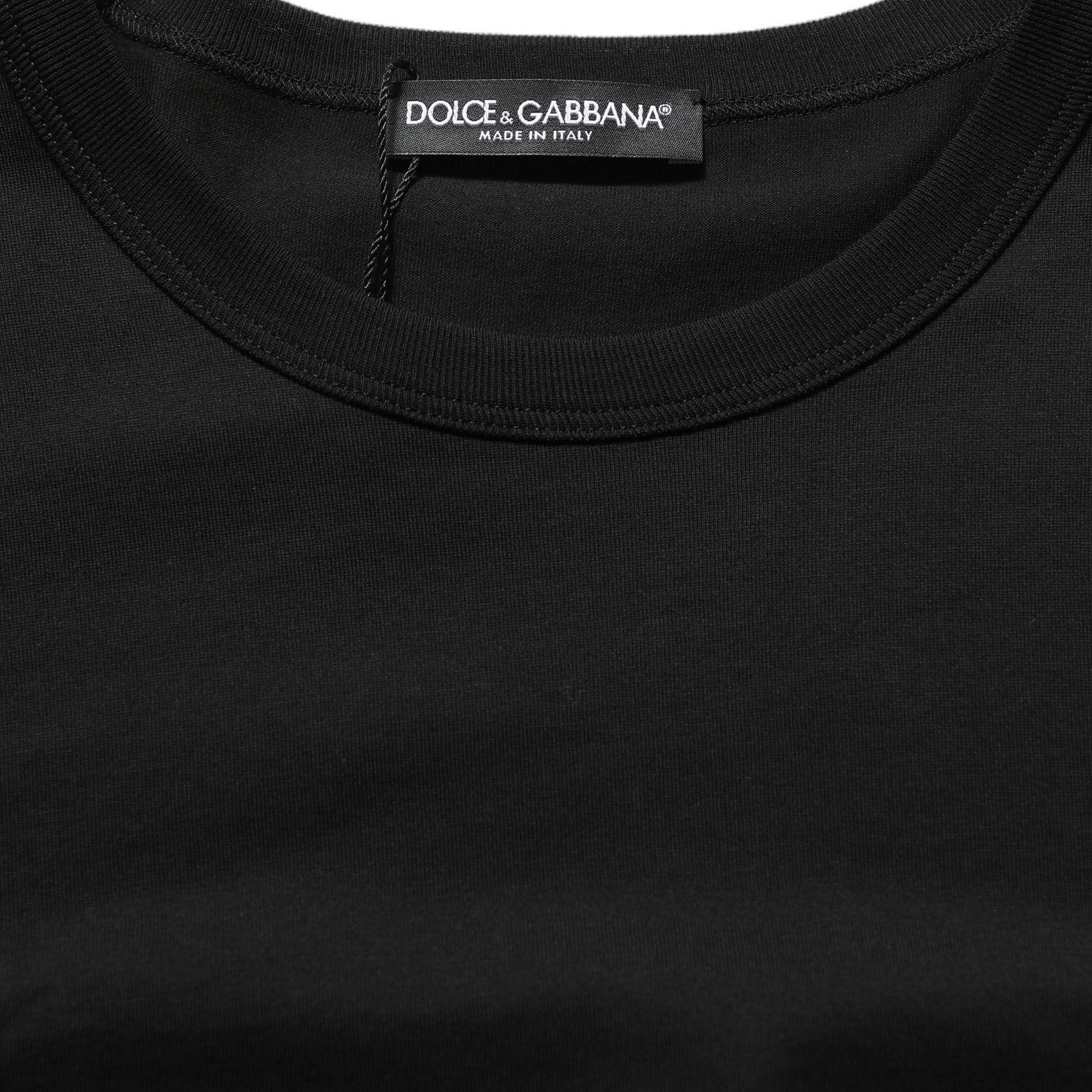 Dolce & Gabbana Black Cotton Crew Neck Short Sleeve T-shirt