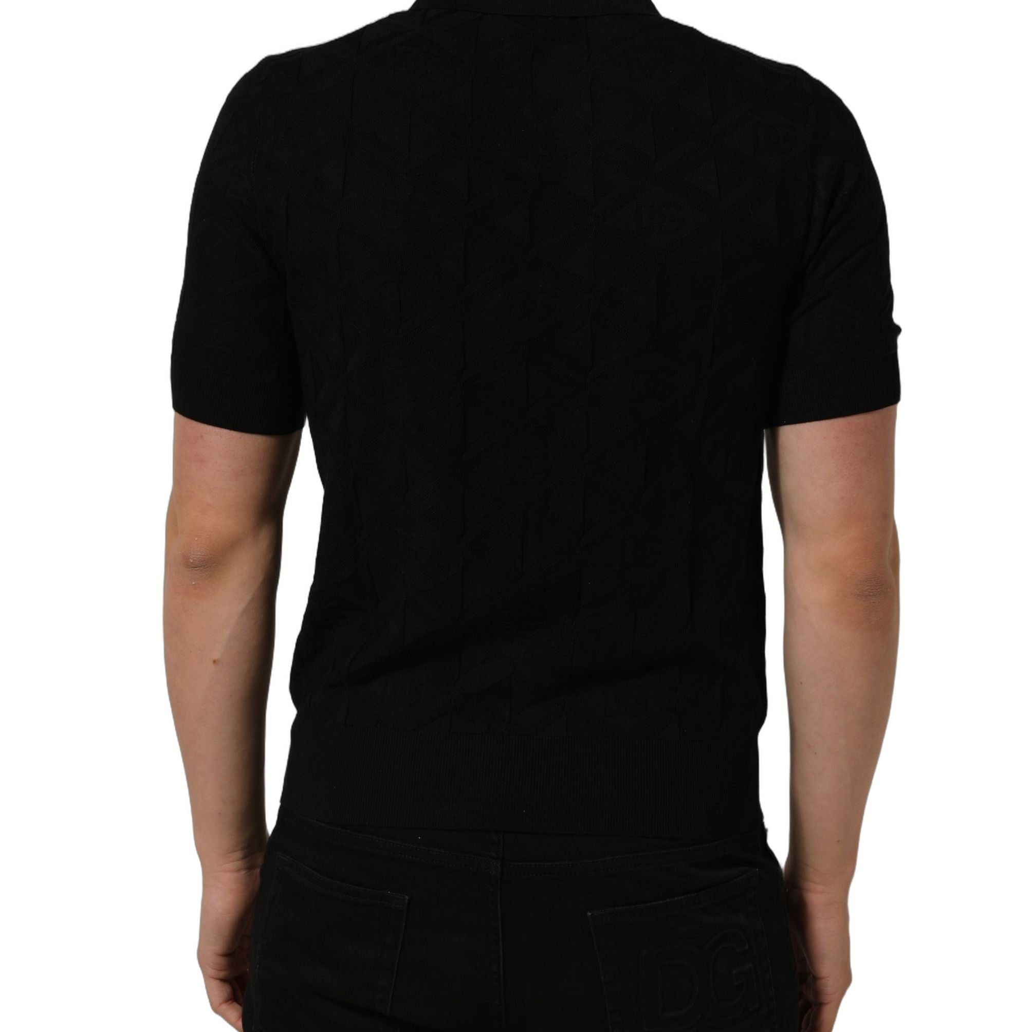 Dolce & Gabbana Black Silk Short Sleeve Knit Polo T-shirt