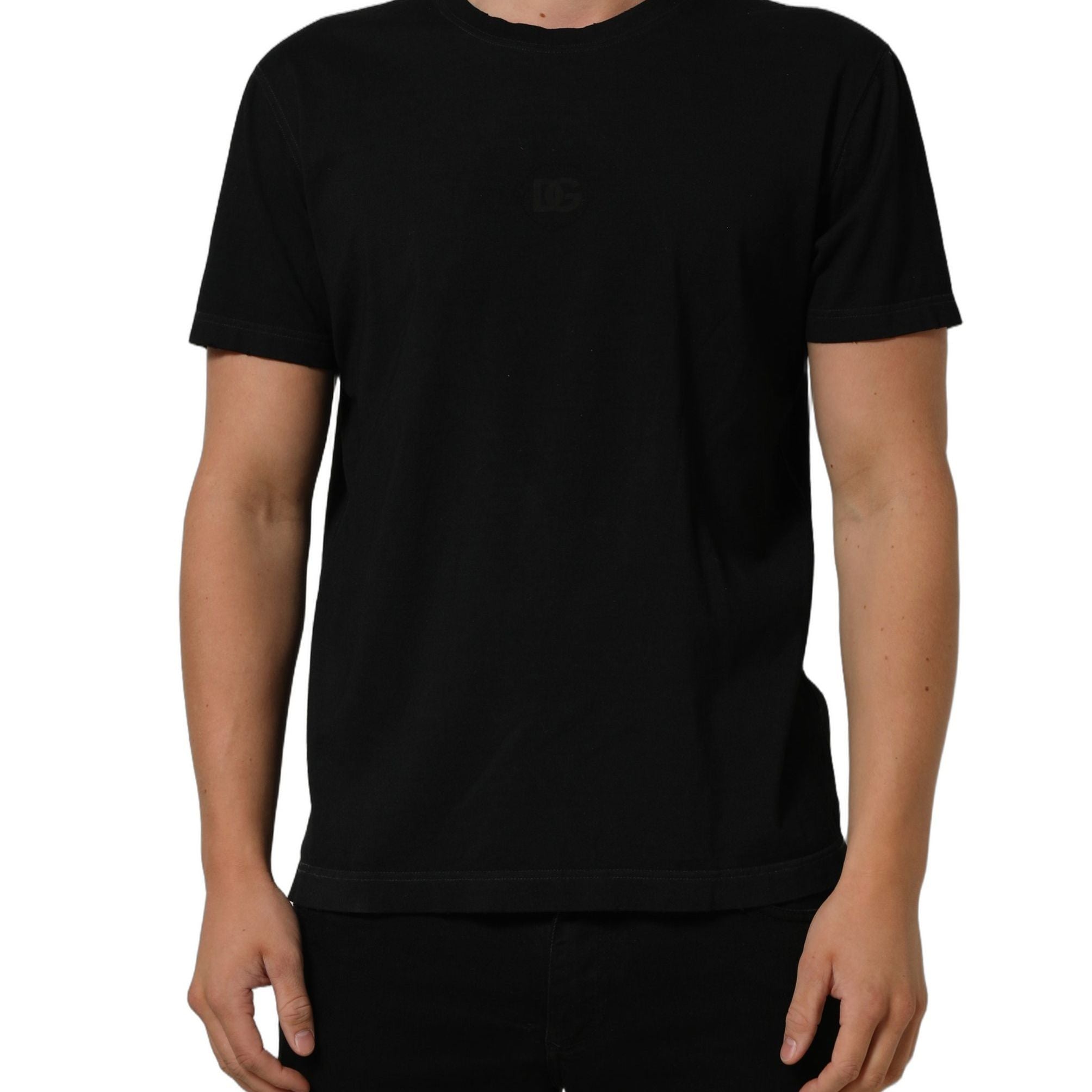 Dolce & Gabbana Black Cotton Short Sleeve Crew Neck T-shirt