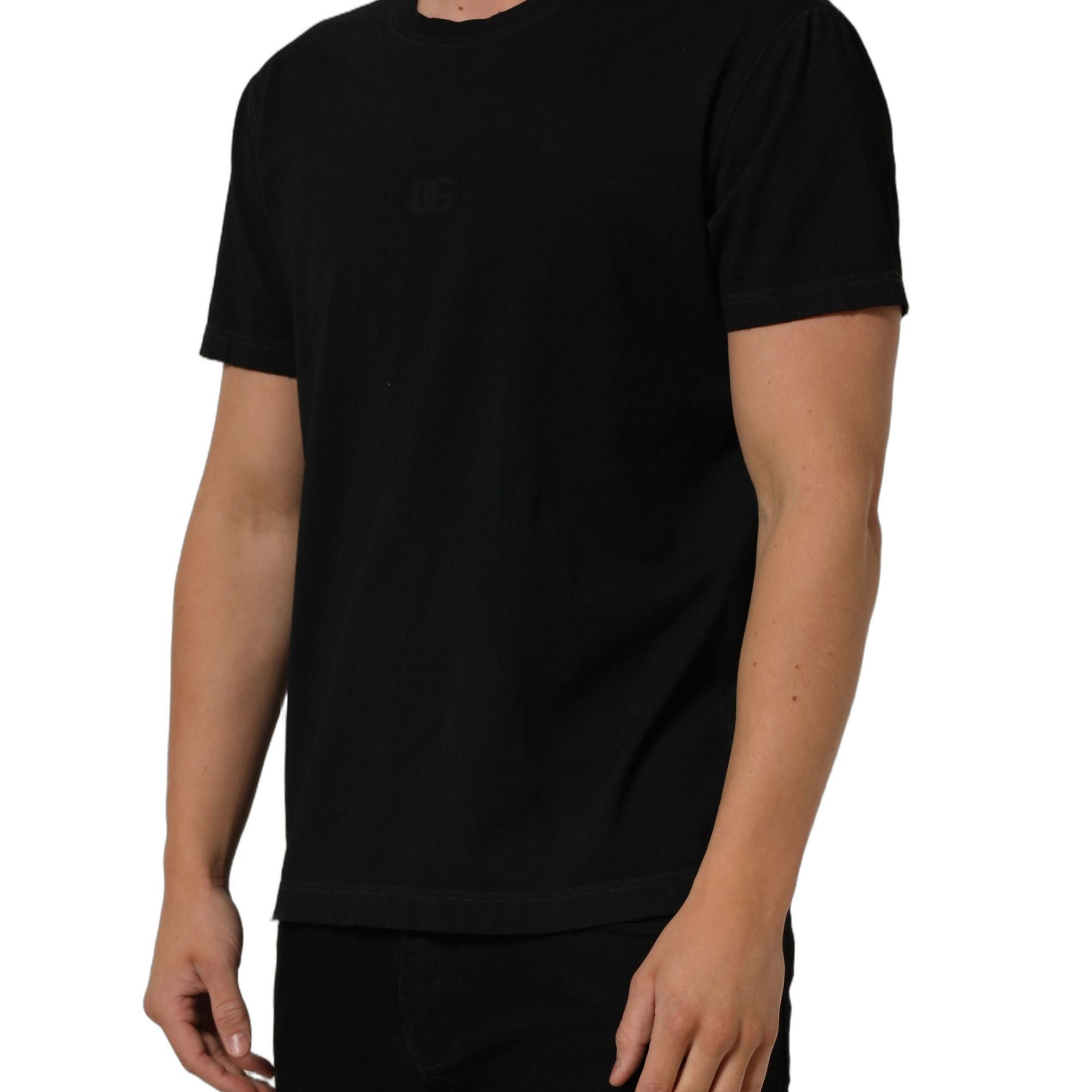 Dolce & Gabbana Black Cotton Short Sleeve Crew Neck T-shirt