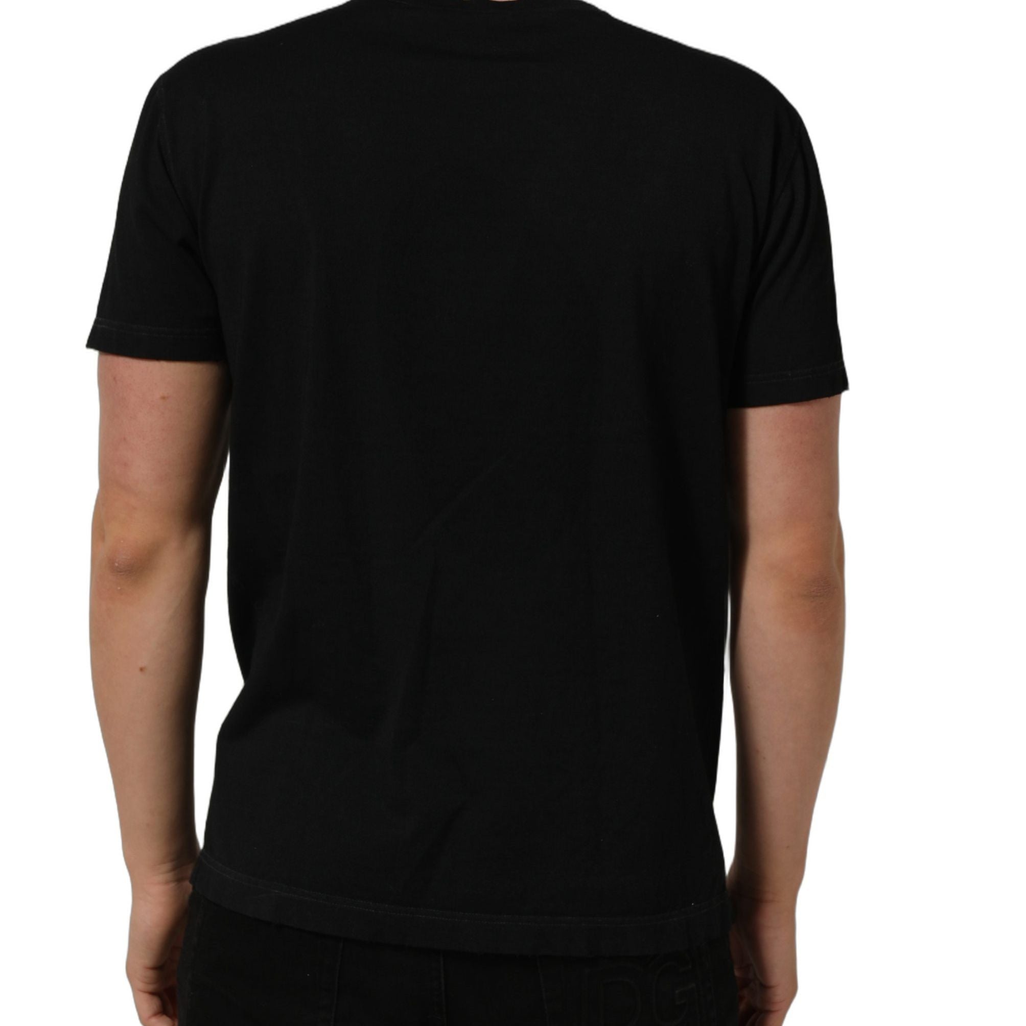 Dolce & Gabbana Black Cotton Short Sleeve Crew Neck T-shirt
