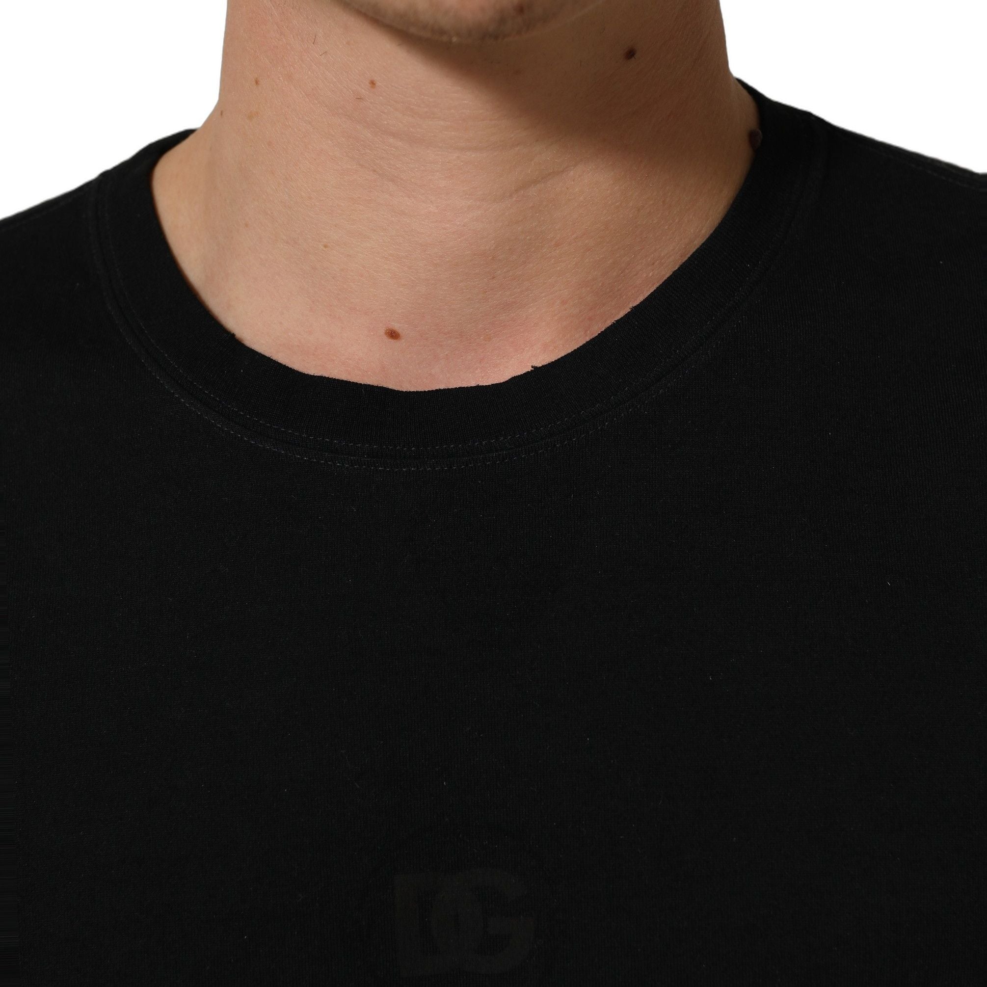 Dolce & Gabbana Black Cotton Short Sleeve Crew Neck T-shirt