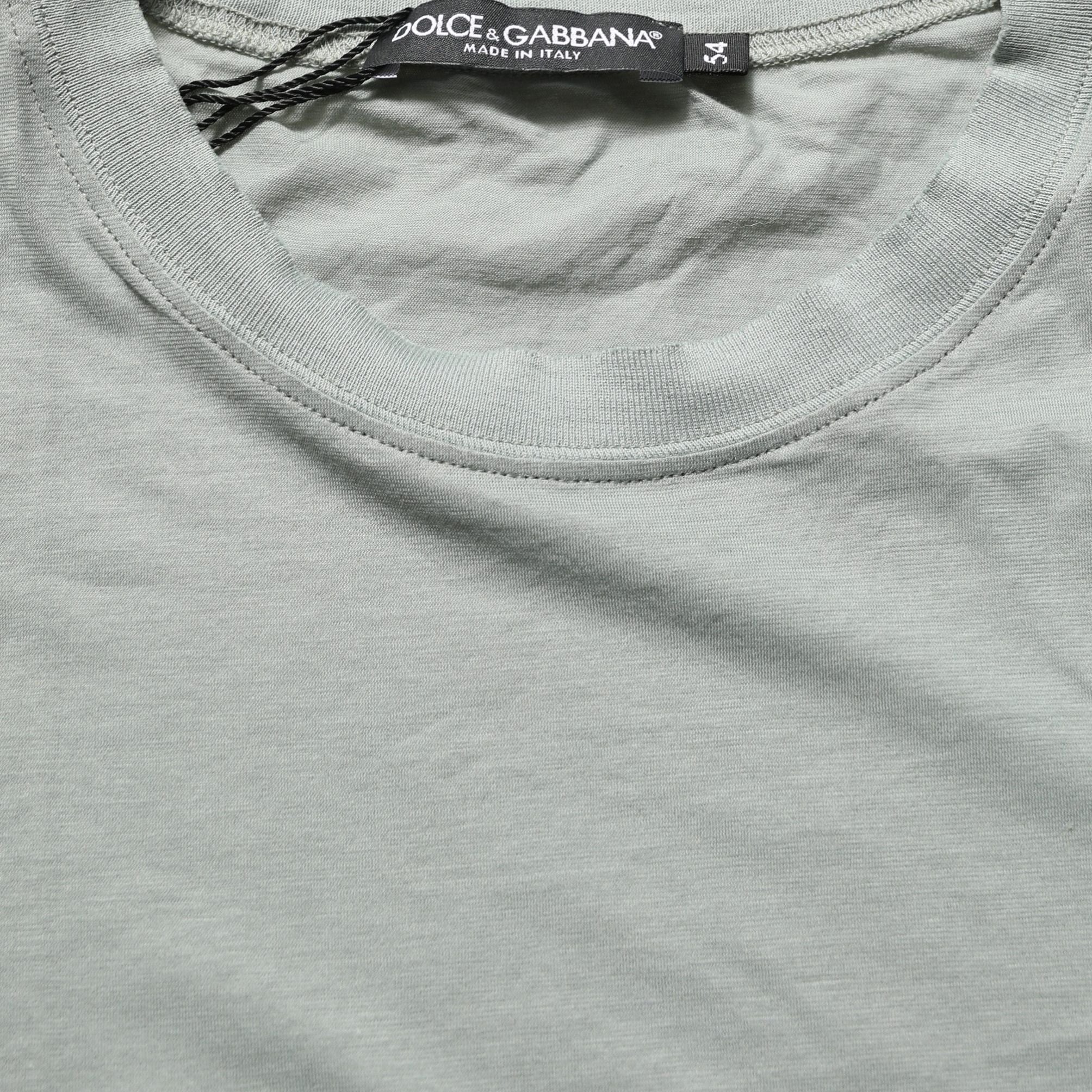 Dolce & Gabbana Green Cotton Short Sleeve Crew Neck T-shirt