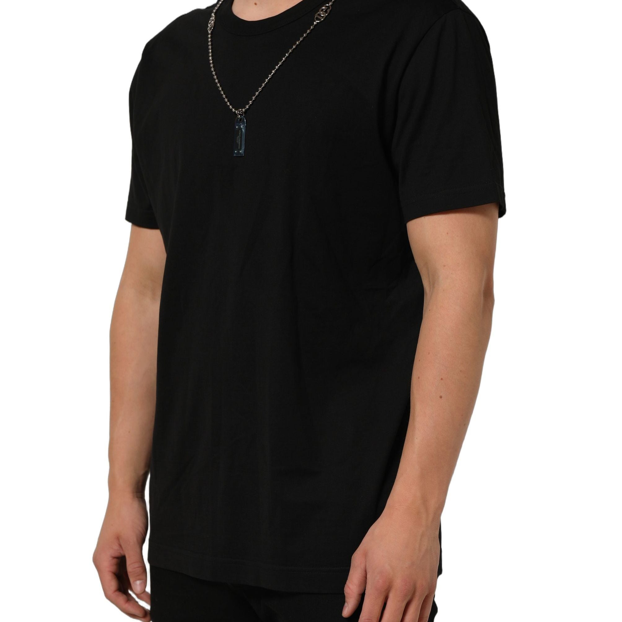 Dolce & Gabbana Black Dog Tag Short Sleeve CrewNeck T-shirt