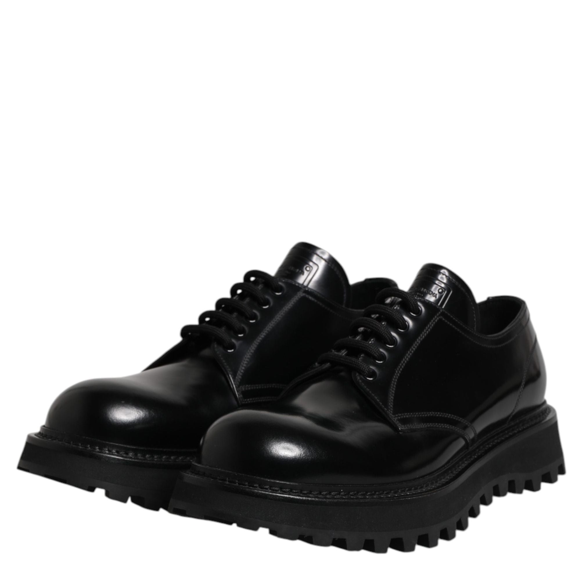 Dolce & Gabbana Black Calf Leather Hi-Trekking Derby Shoes