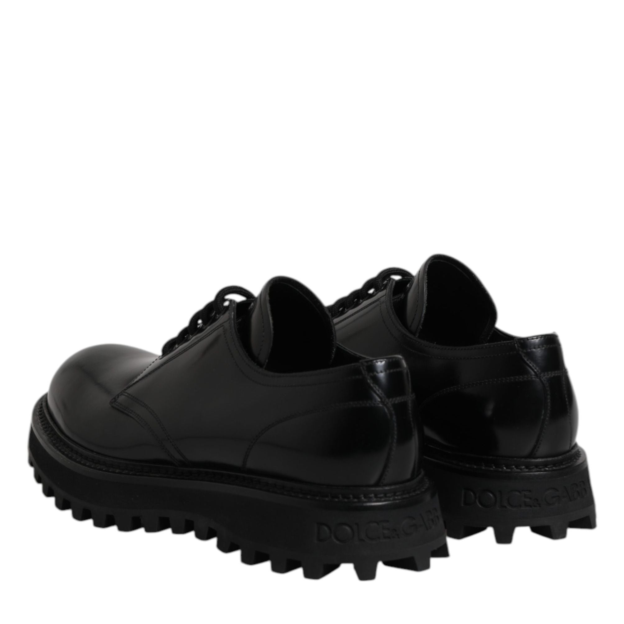 Dolce & Gabbana Black Calf Leather Hi-Trekking Derby Shoes