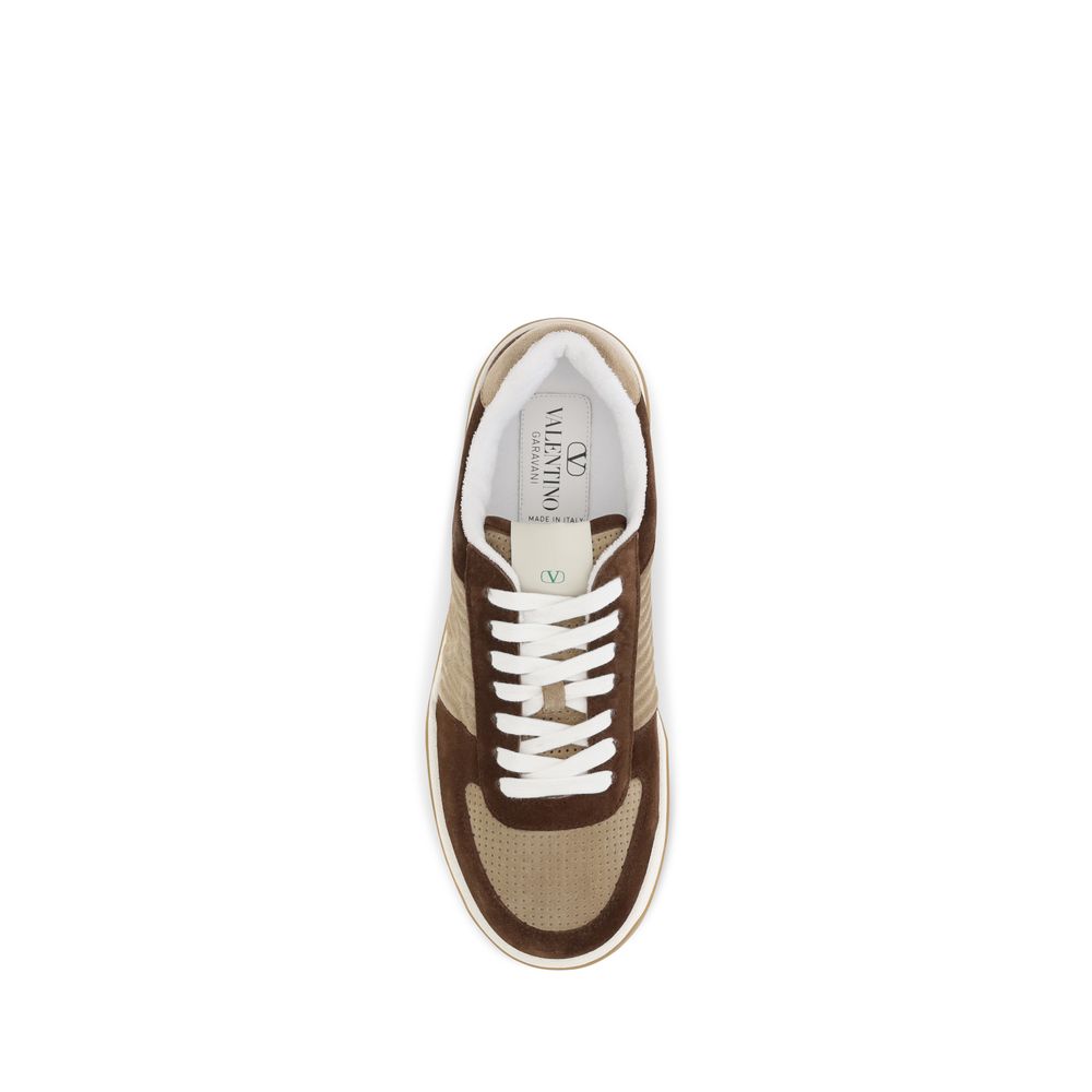 Valentino Garavani Brown Calf Leather Bos Taurus Athletic Sneakers