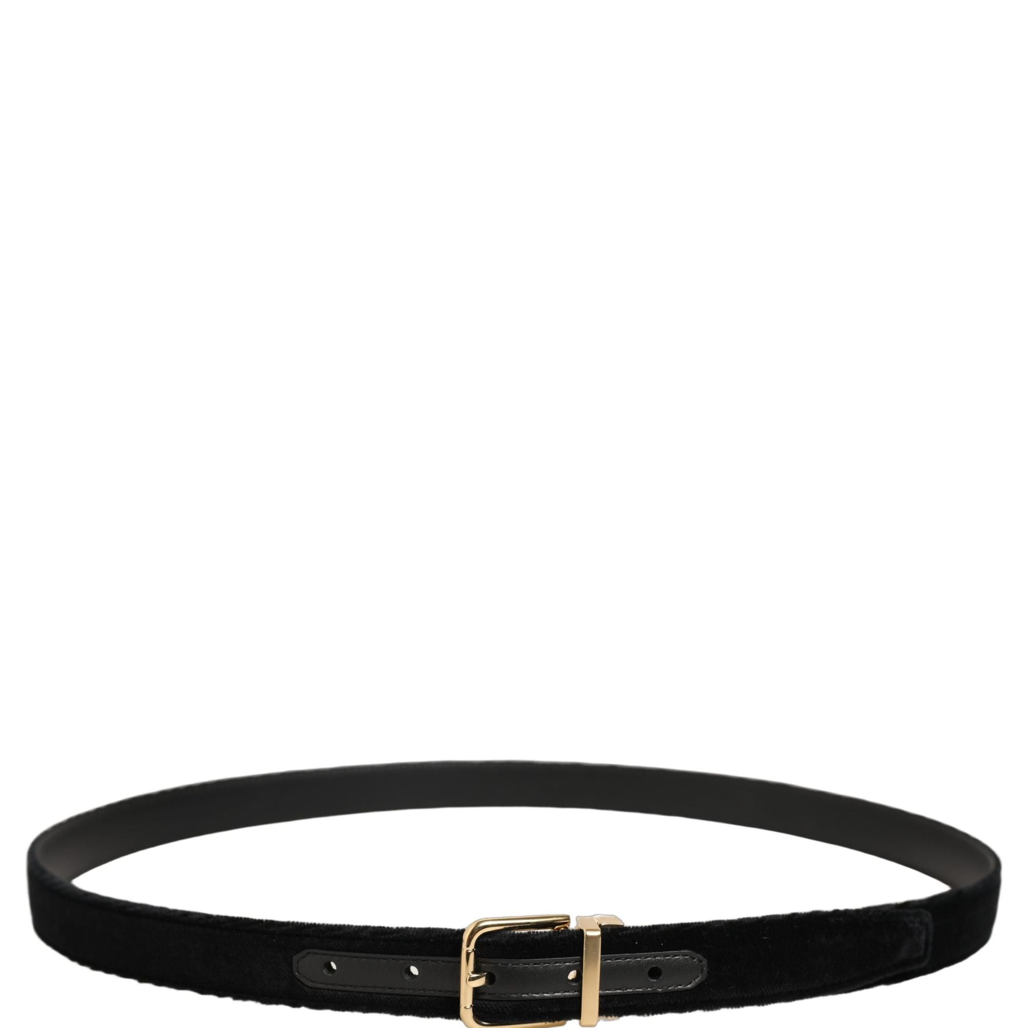 Dolce & Gabbana Men Black Velvet Gold Tone Metal Buckle Belt