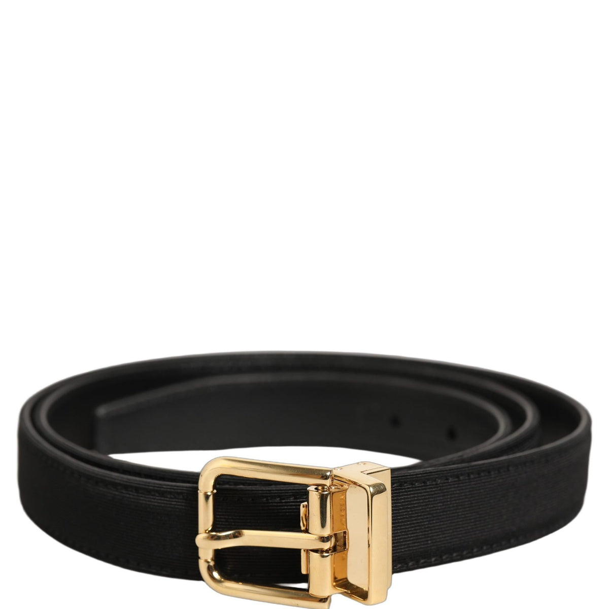 Dolce & Gabbana Black Canvas Leather Gold Metal Buckle Belt