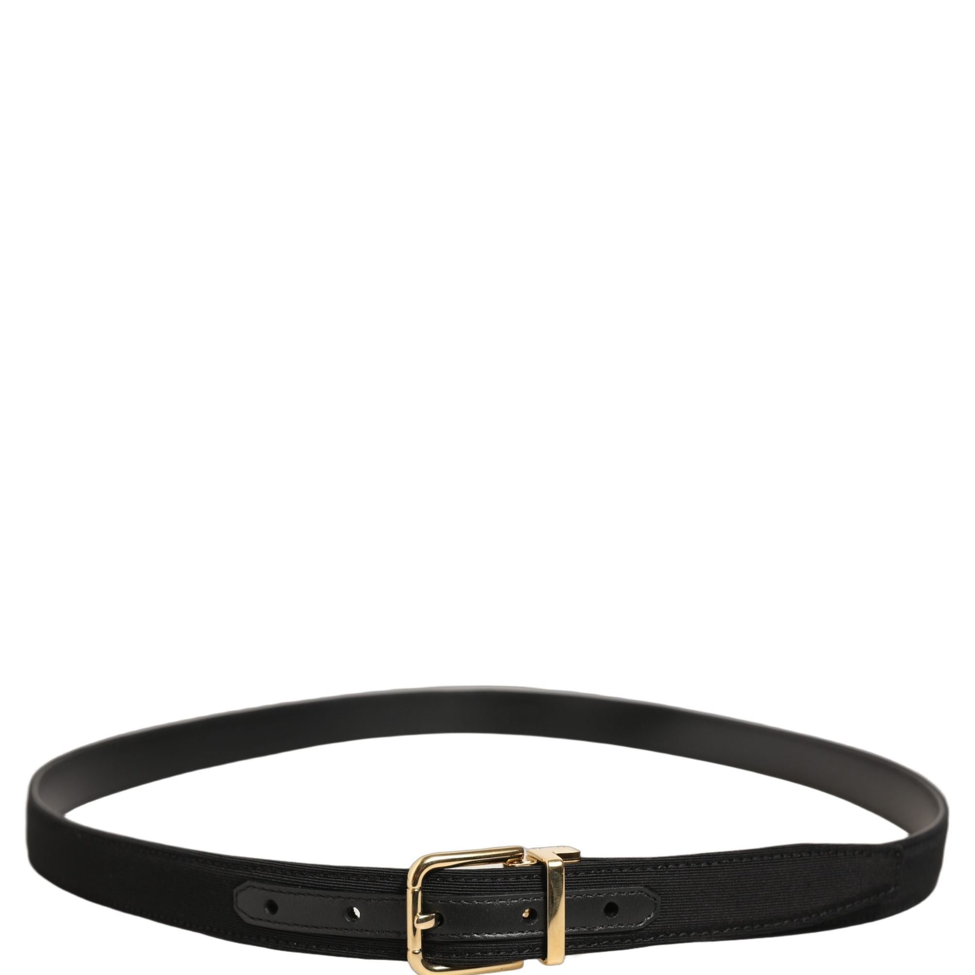 Dolce & Gabbana Black Canvas Leather Gold Metal Buckle Belt