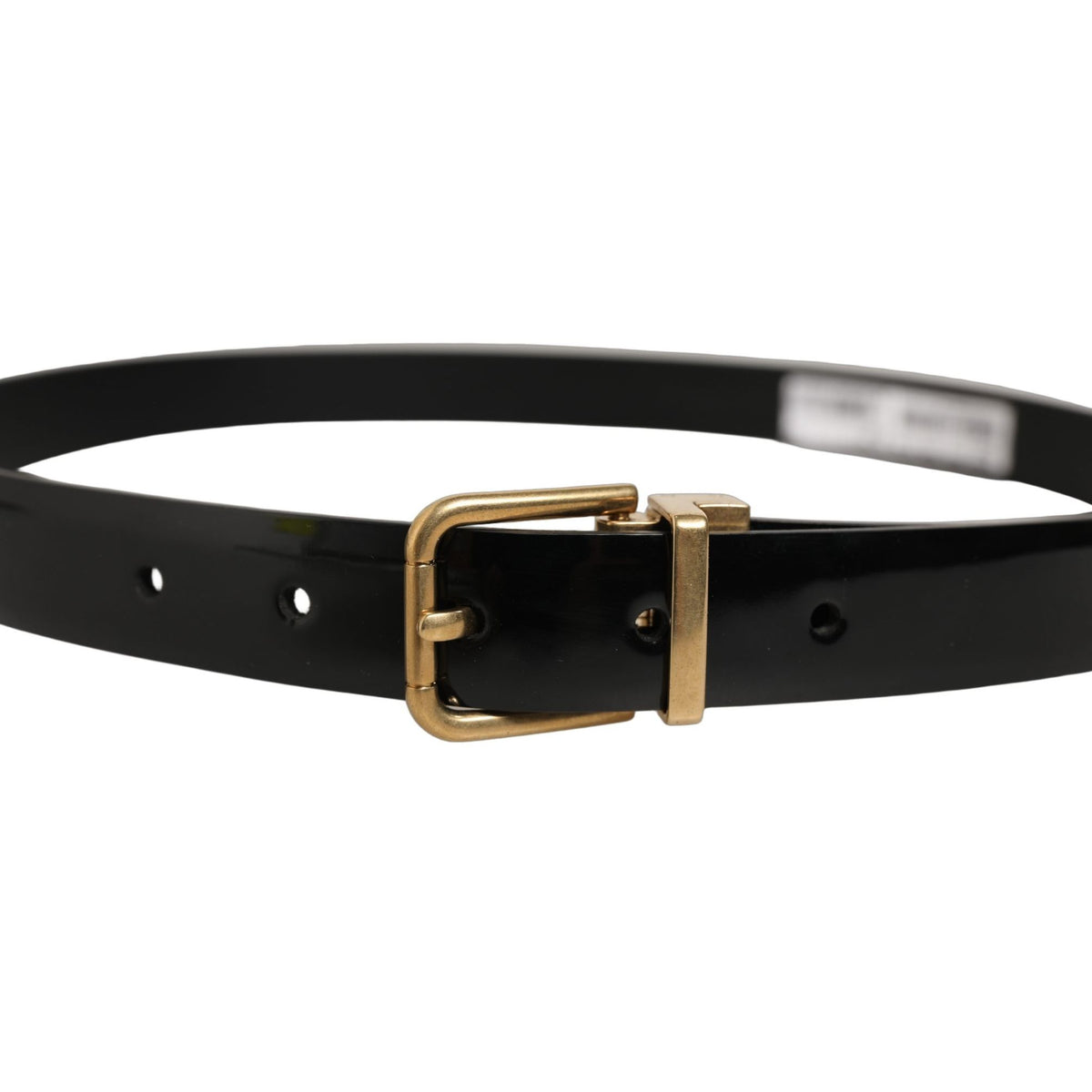 Dolce & Gabbana Black Classic Leather Gold Tone Buckle Belt