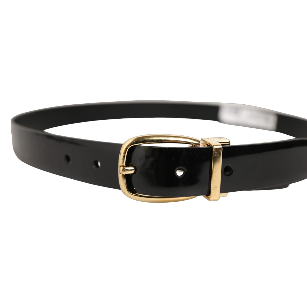 Dolce & Gabbana Black Classic Leather Gold Tone Buckle Belt