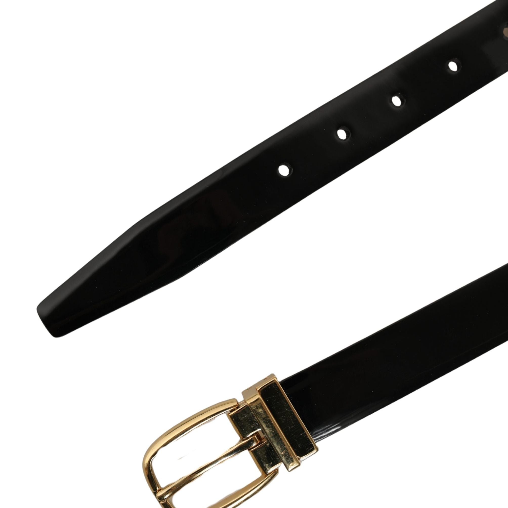 Dolce & Gabbana Black Classic Leather Gold Tone Buckle Belt