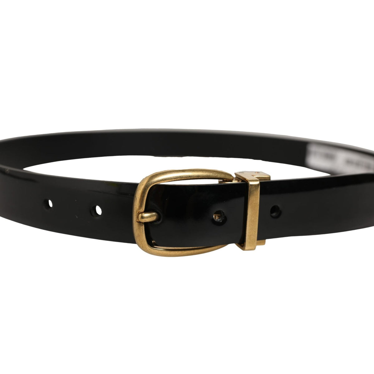 Dolce & Gabbana Black Classic Leather Gold Tone Buckle Belt