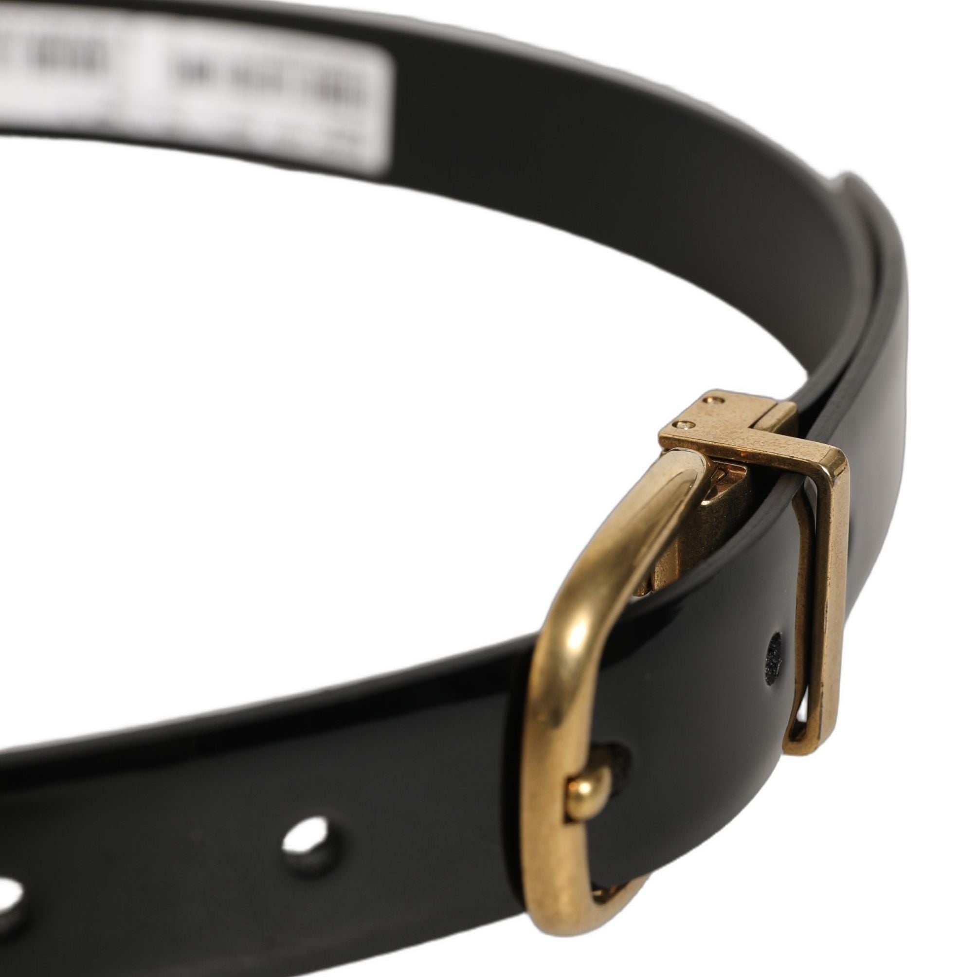Dolce & Gabbana Black Classic Leather Gold Tone Buckle Belt