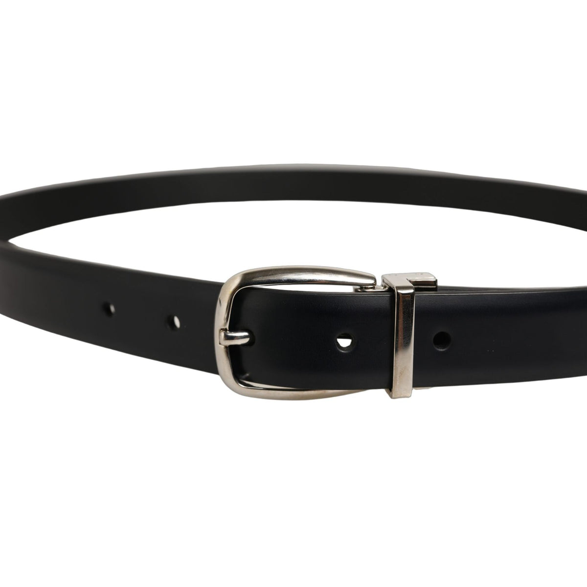 Dolce & Gabbana Blue Calf Leather Silver Metal Buckle Belt