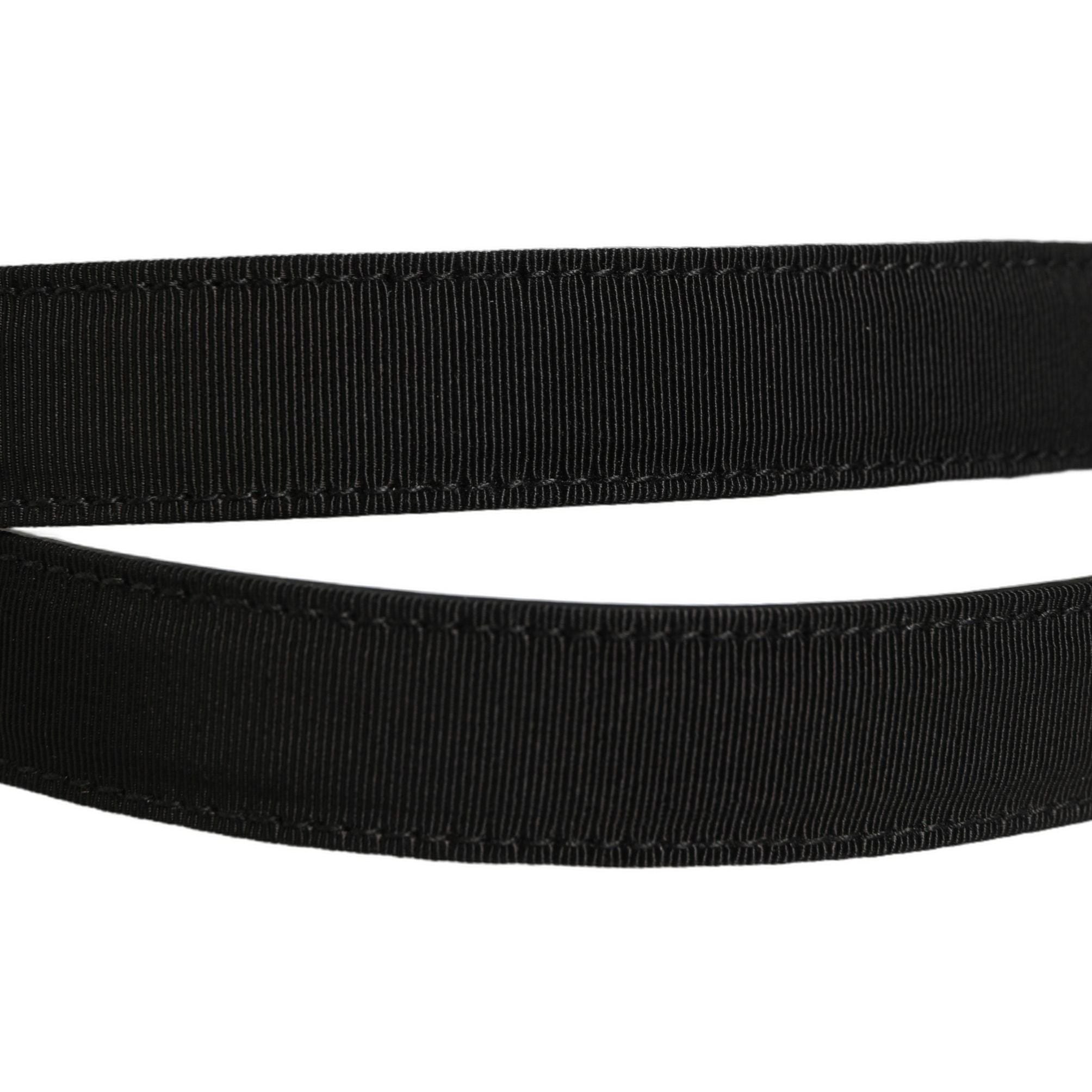 Dolce & Gabbana Black Classic Leather Silver Tone Buckle Belt