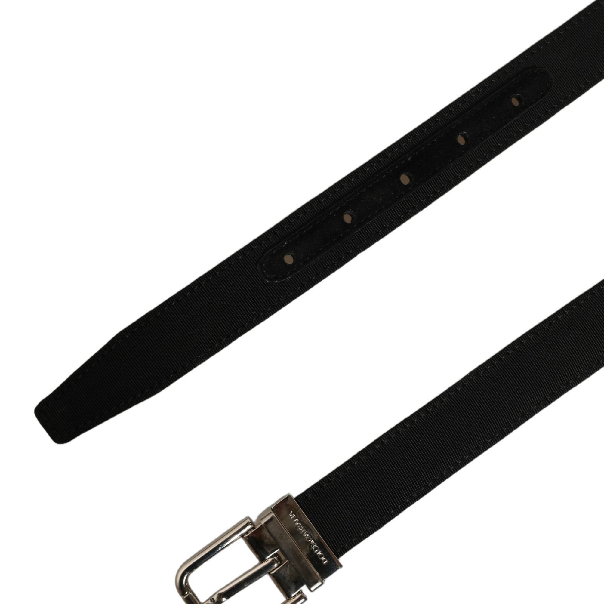 Dolce & Gabbana Black Classic Leather Silver Tone Buckle Belt