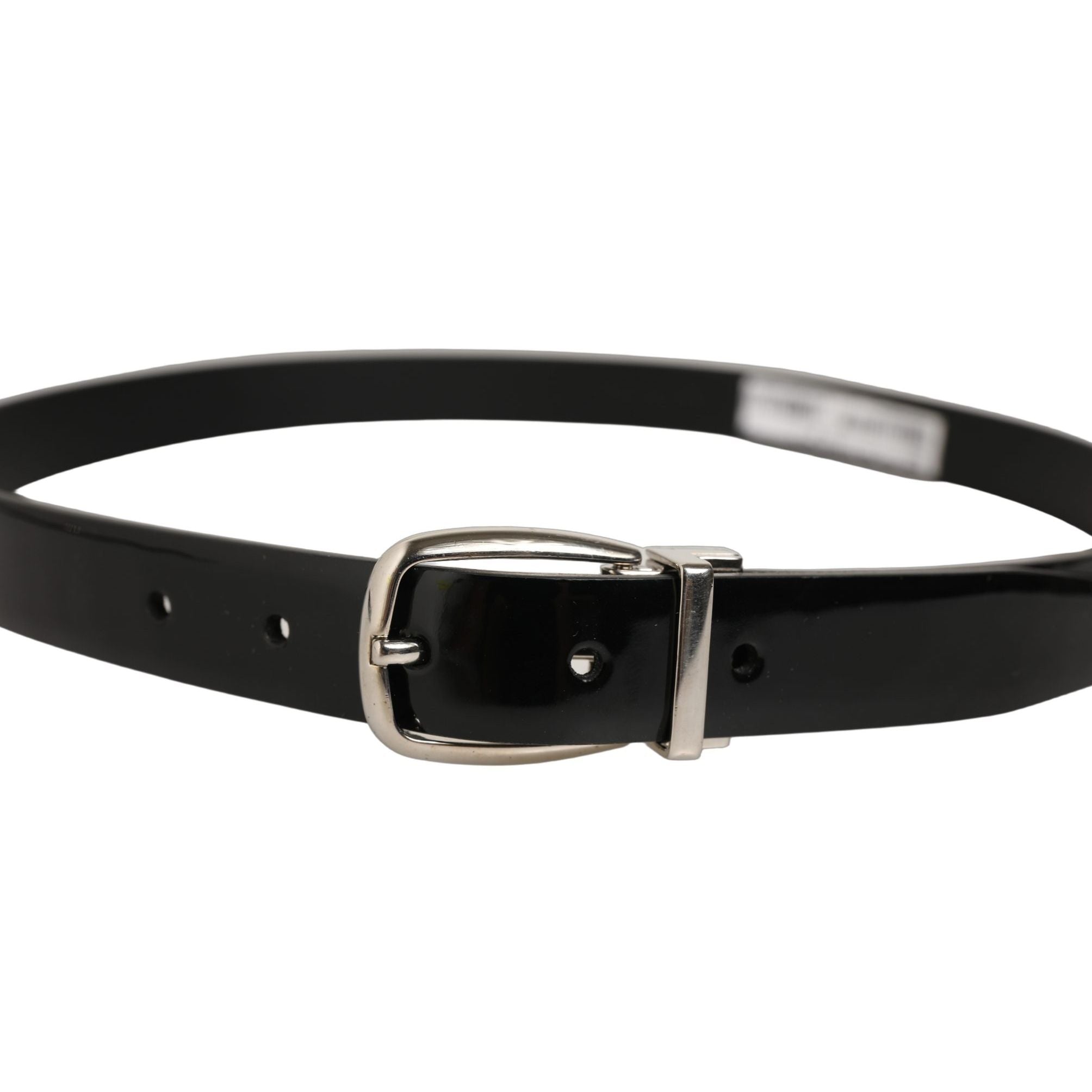 Dolce & Gabbana Black Classic Leather Silver Tone Buckle Belt