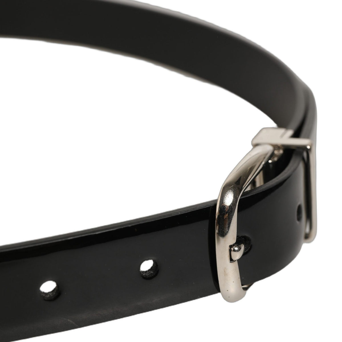 Dolce & Gabbana Black Classic Leather Silver Tone Buckle Belt