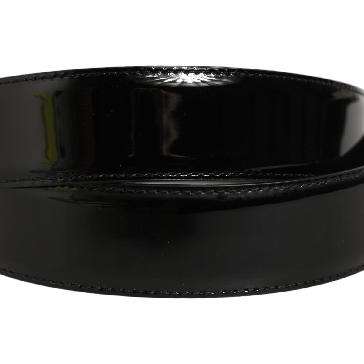 Dolce & Gabbana Black Patent Leather Silver Metal Buckle Belt