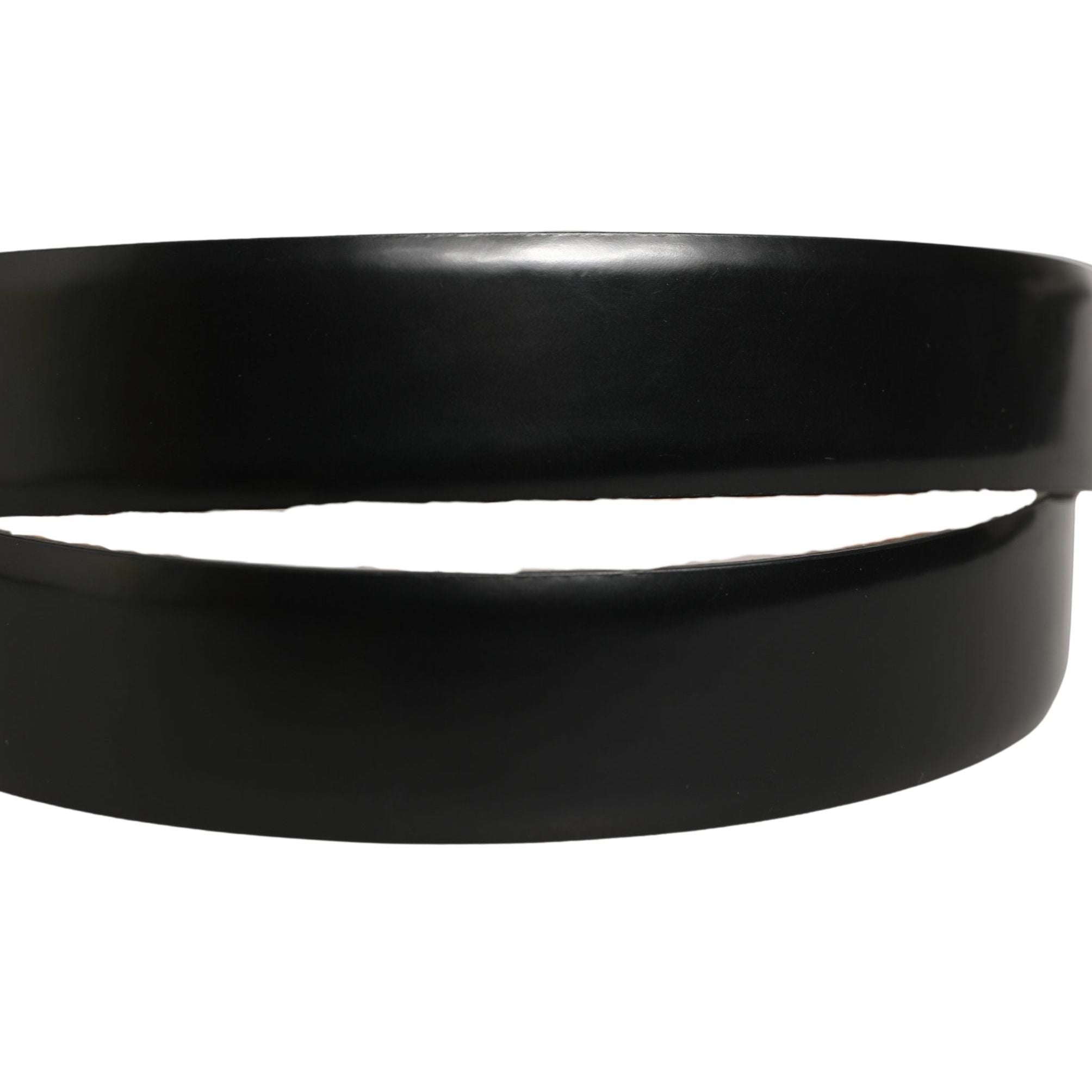 Dolce & Gabbana Black Calf Leather Silver Metal Buckle Belt
