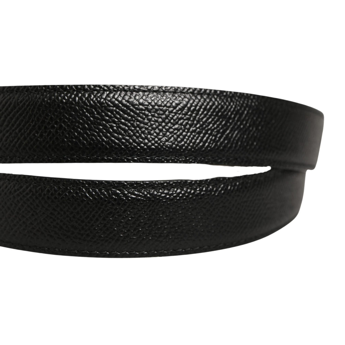Dolce & Gabbana Men Black Calf Leather Gold Metal Buckle Belt