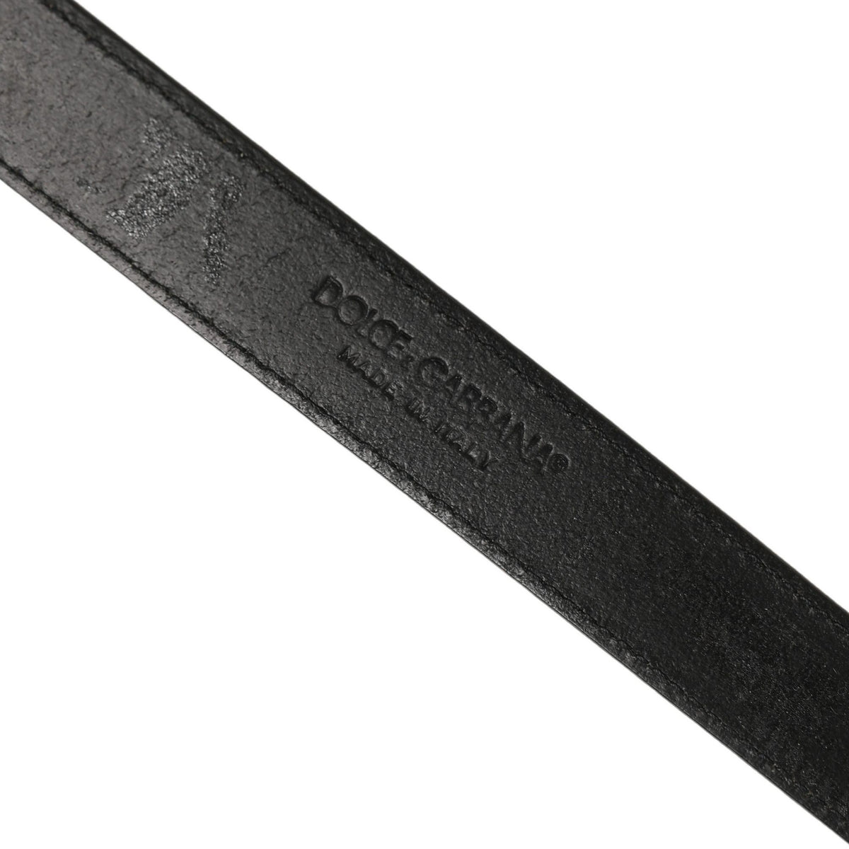 Dolce & Gabbana Men Black Calf Leather Gold Metal Buckle Belt