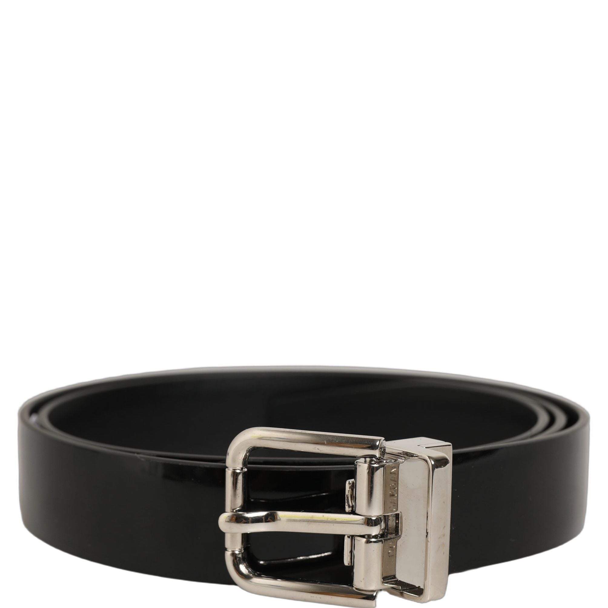 Dolce & Gabbana Black Classic Leather Silver Tone Buckle Belt