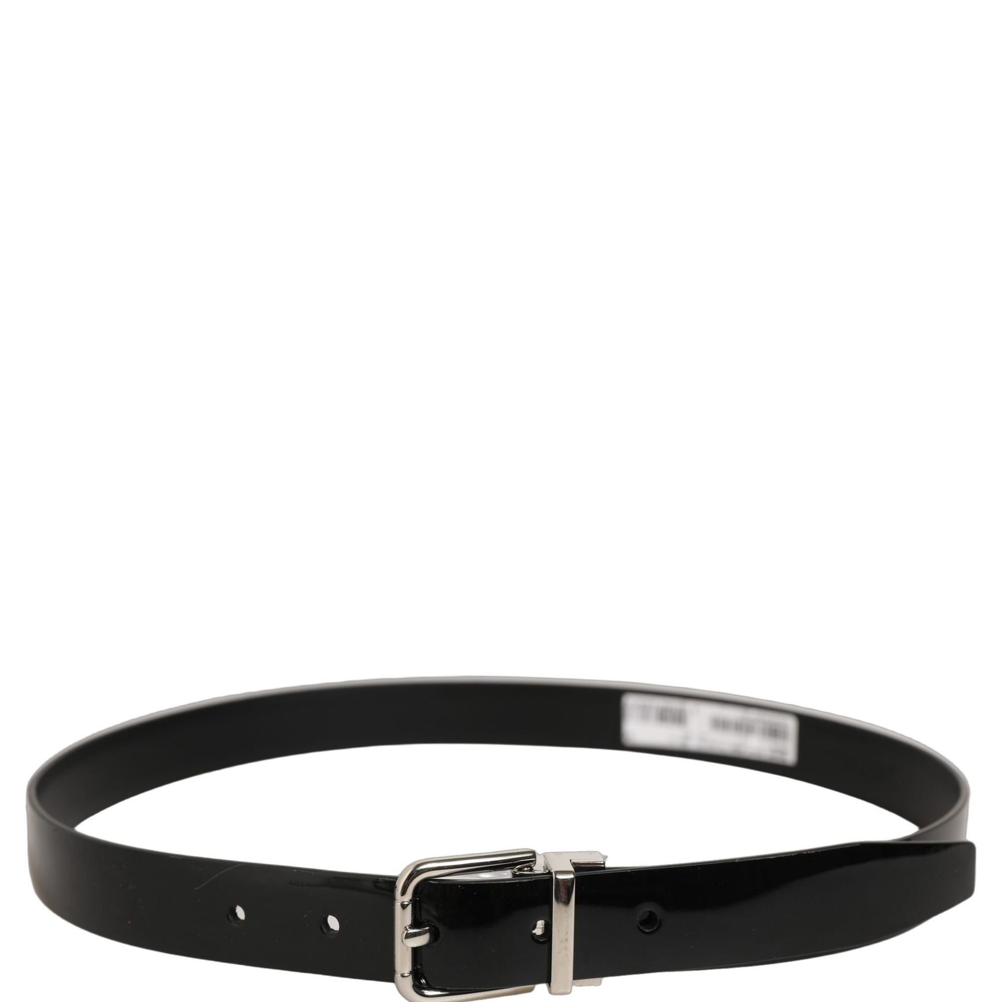 Dolce & Gabbana Black Classic Leather Silver Tone Buckle Belt