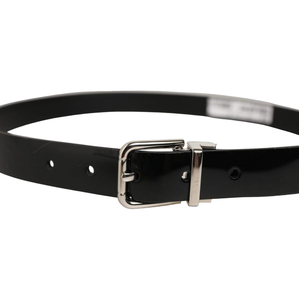 Dolce & Gabbana Black Classic Leather Silver Tone Buckle Belt