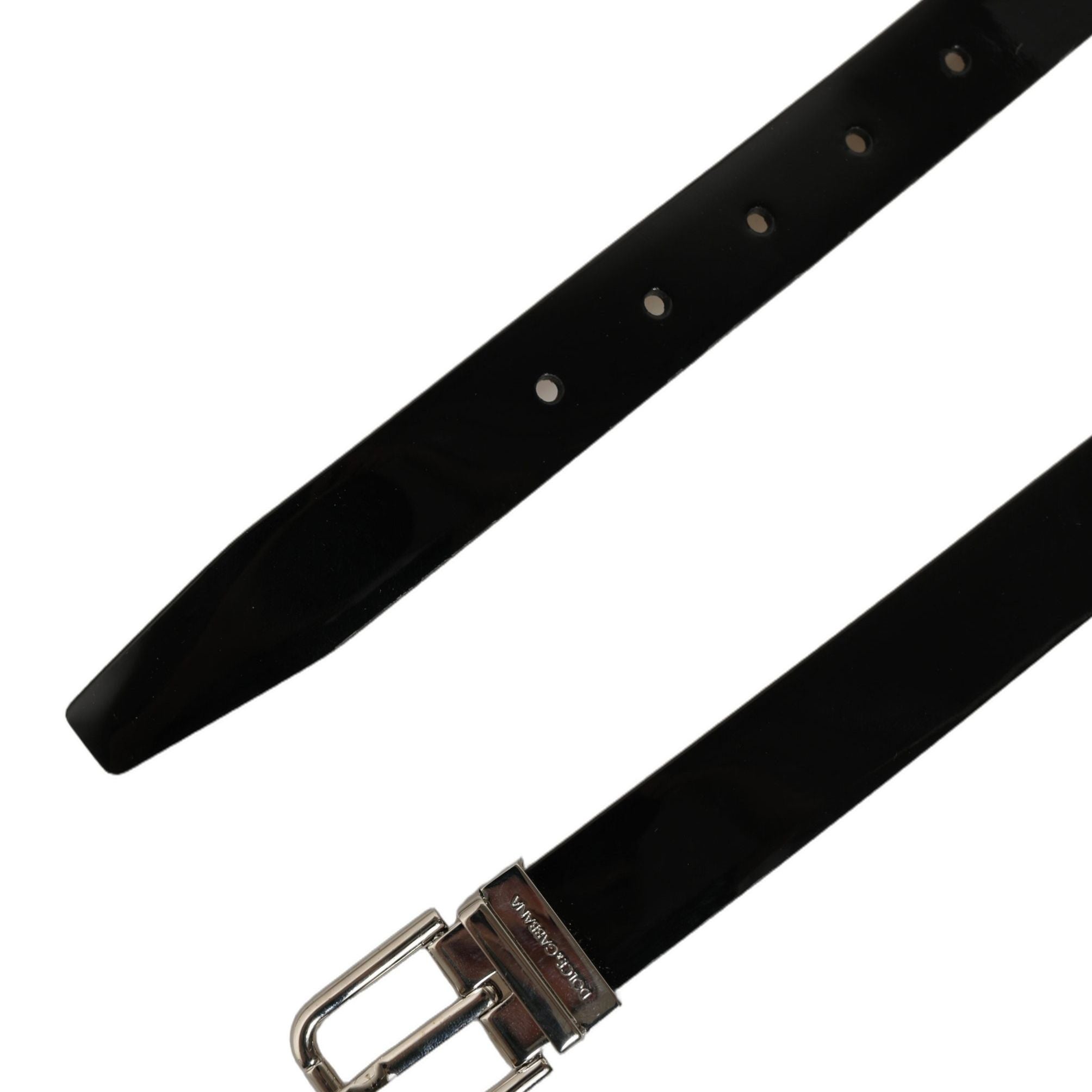 Dolce & Gabbana Black Classic Leather Silver Tone Buckle Belt