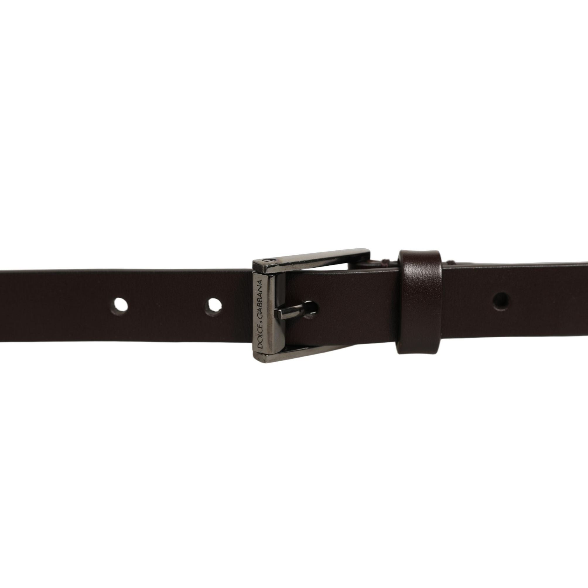 Dolce & Gabbana Brown Leather Double Wrap Metal Buckle Belt