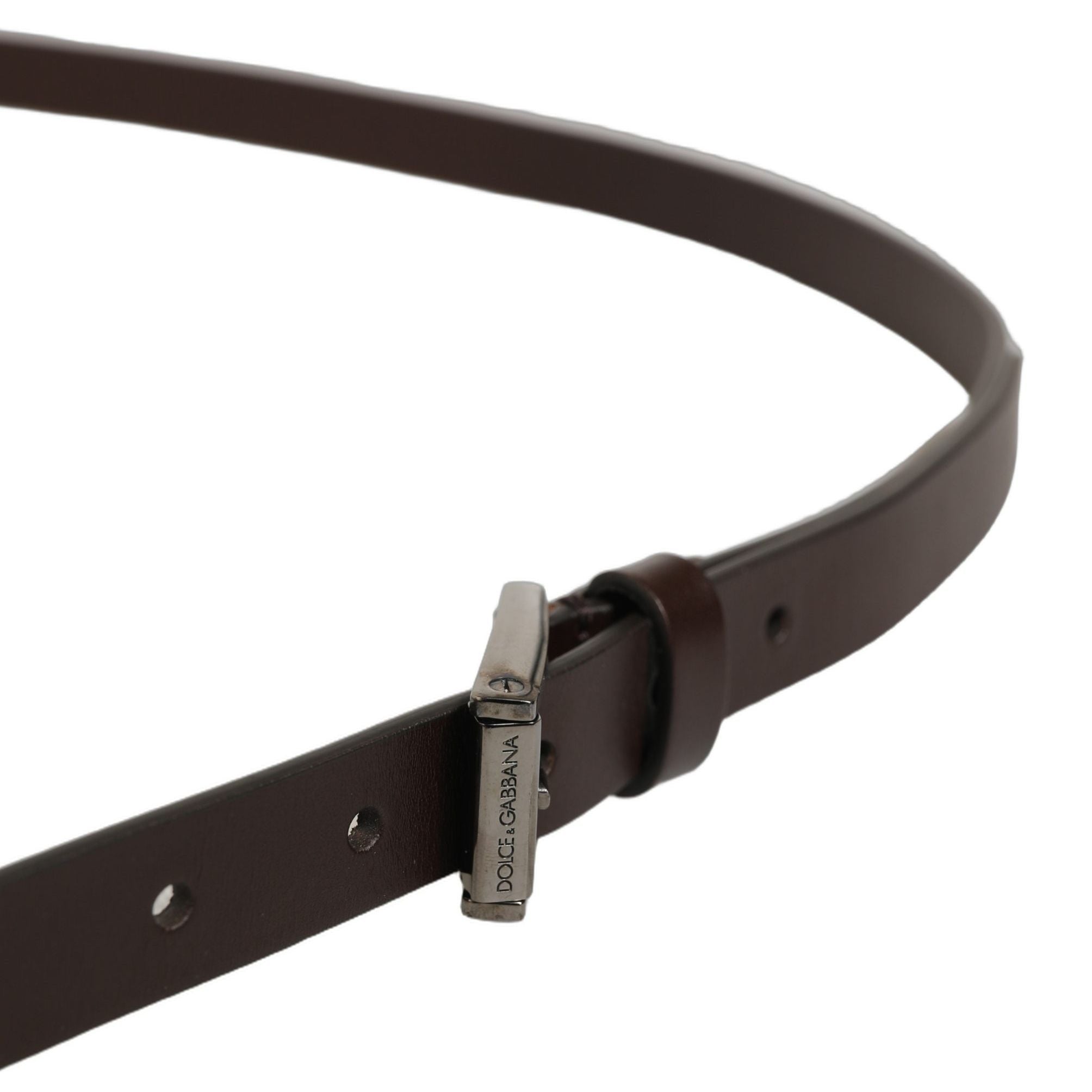 Dolce & Gabbana Brown Leather Double Wrap Metal Buckle Belt