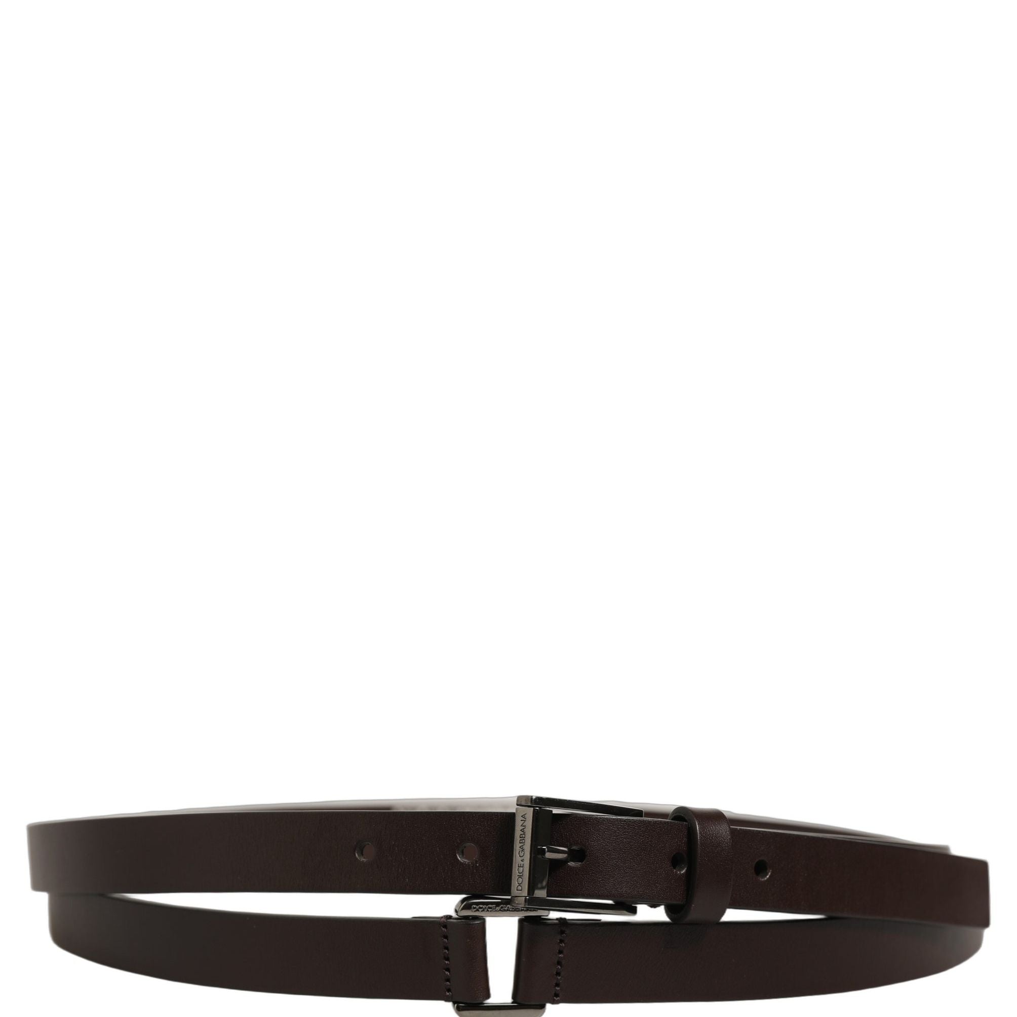 Dolce & Gabbana Brown Leather Double Wrap Metal Buckle Belt