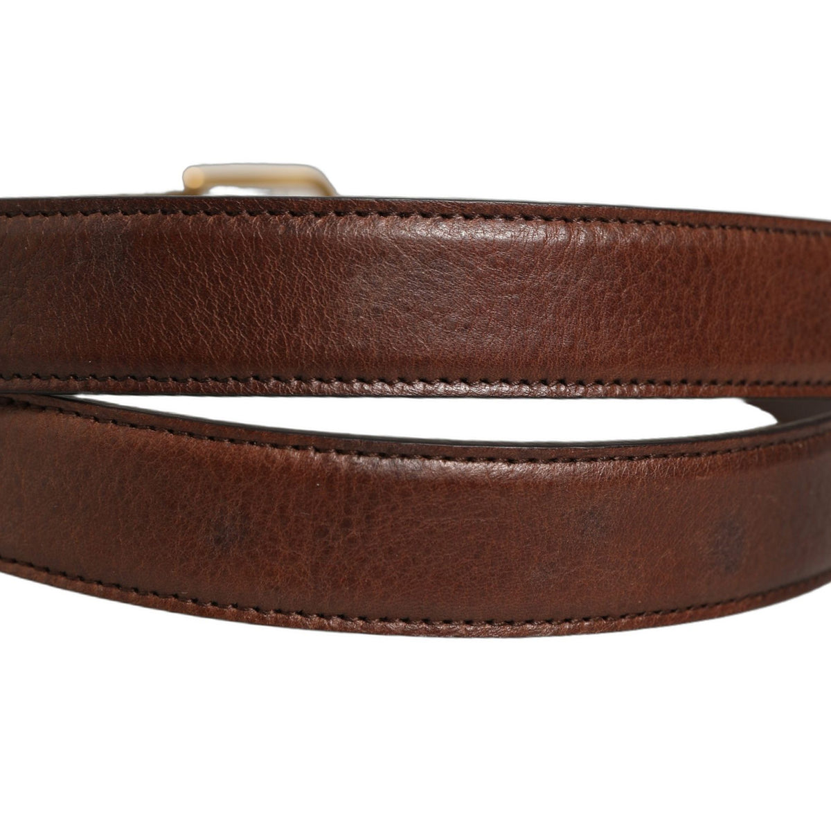 Dolce & Gabbana Brown Leather Gold Tone Metal Buckle Belt