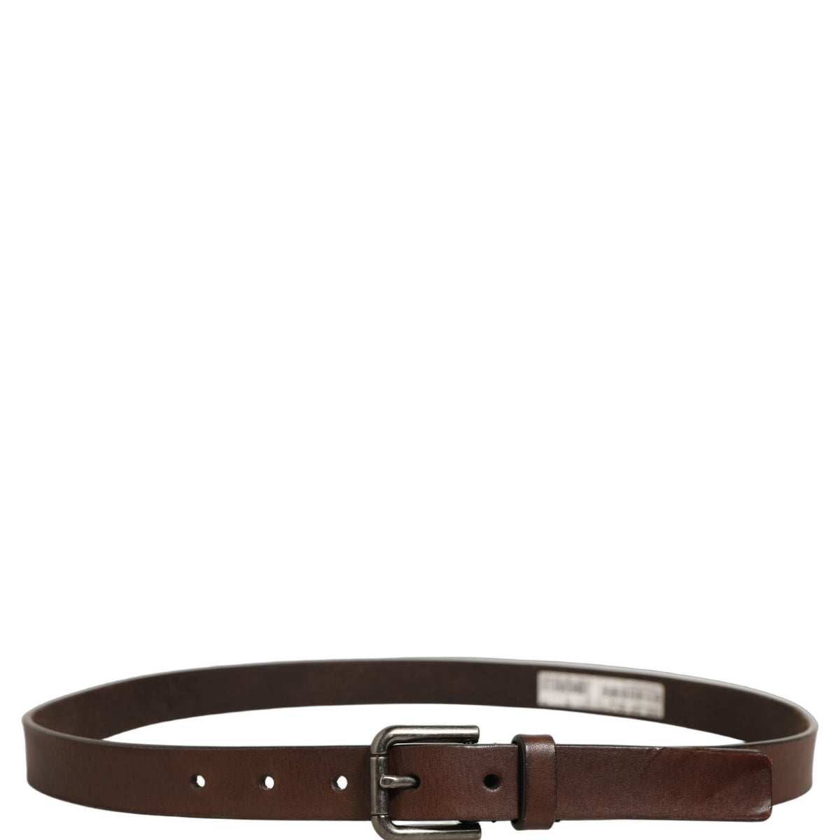 Dolce & Gabbana Brown Leather Silver Tone Metal Buckle Belt