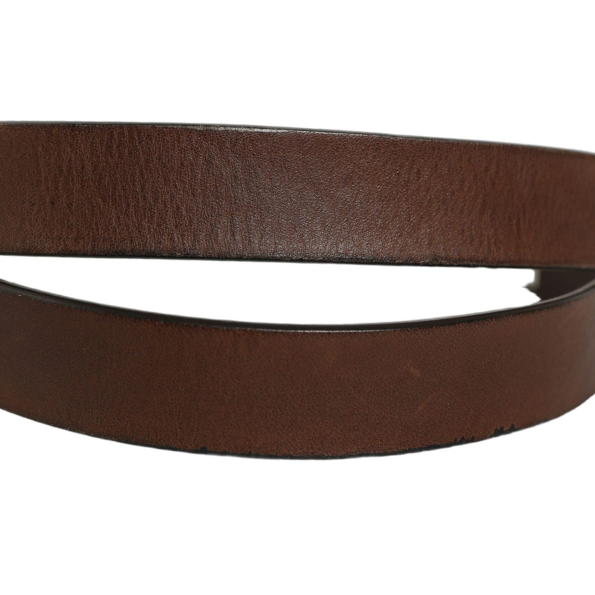 Dolce & Gabbana Brown Leather Silver Tone Metal Buckle Belt