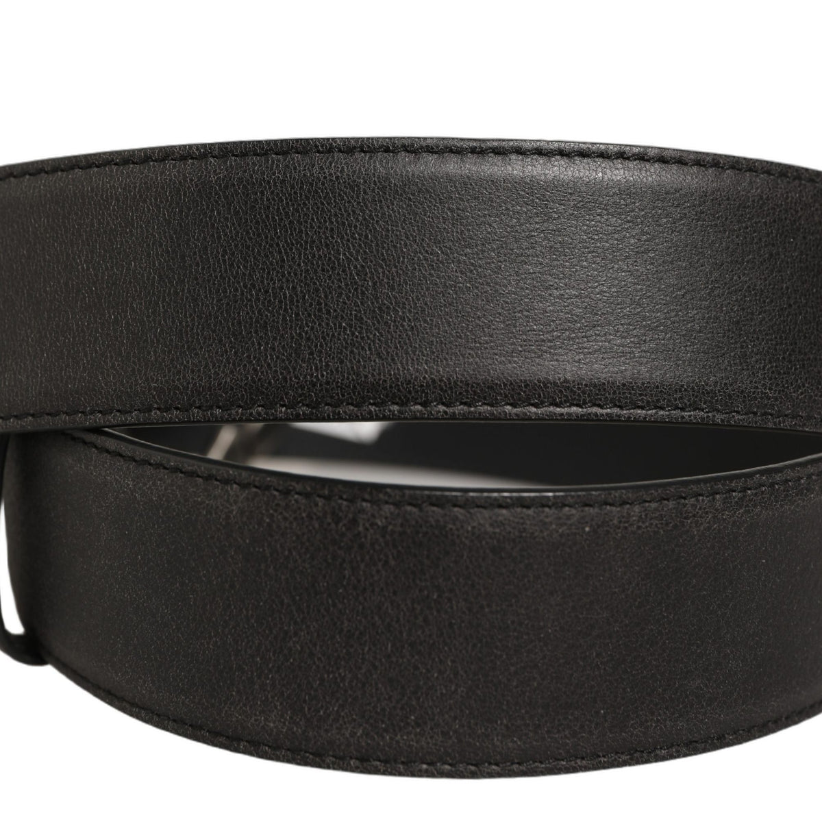 Dolce & Gabbana Black Leather Anchor Logo Metal Buckle Belt