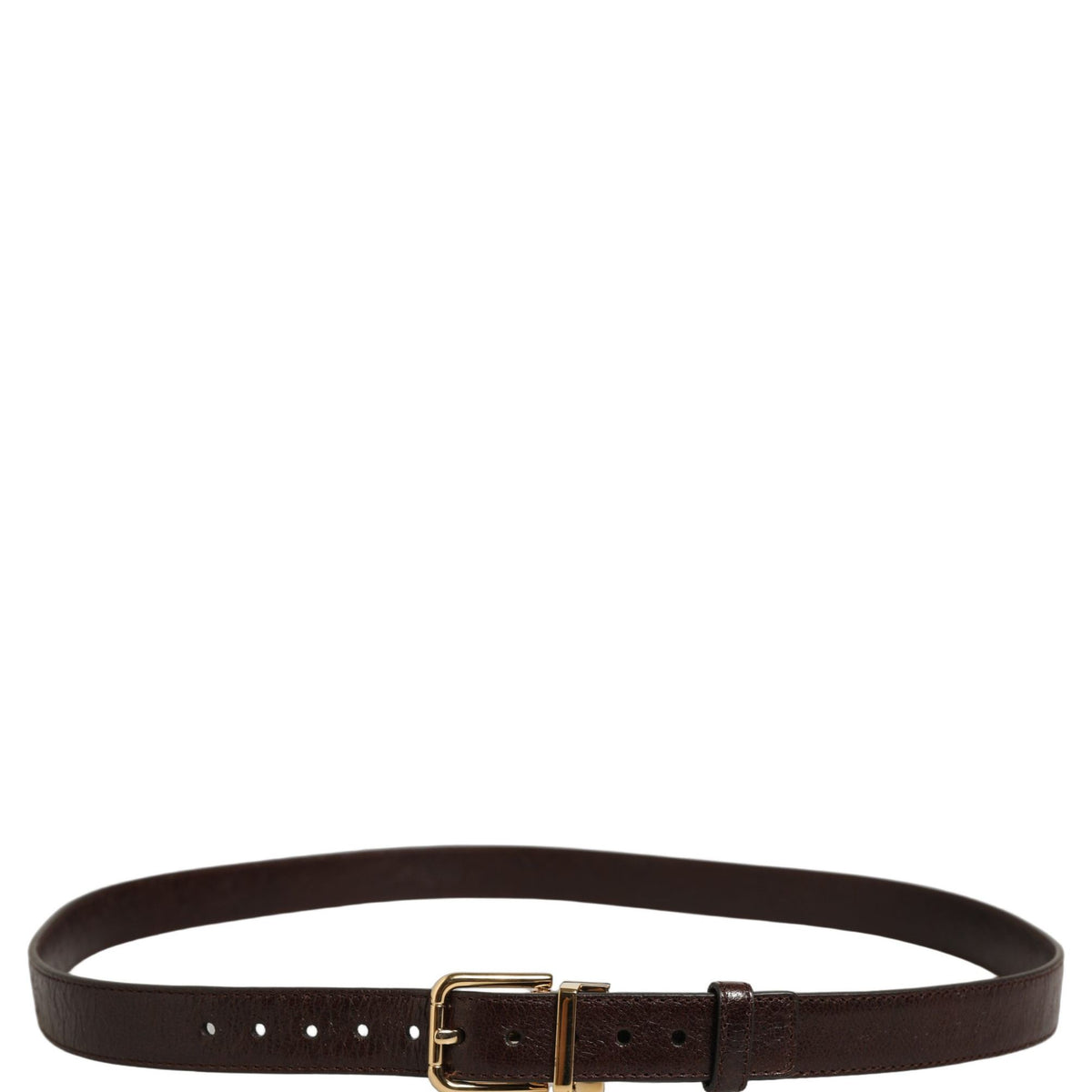 Dolce & Gabbana Men Brown Leather Gold Tone Metal Buckle Belt