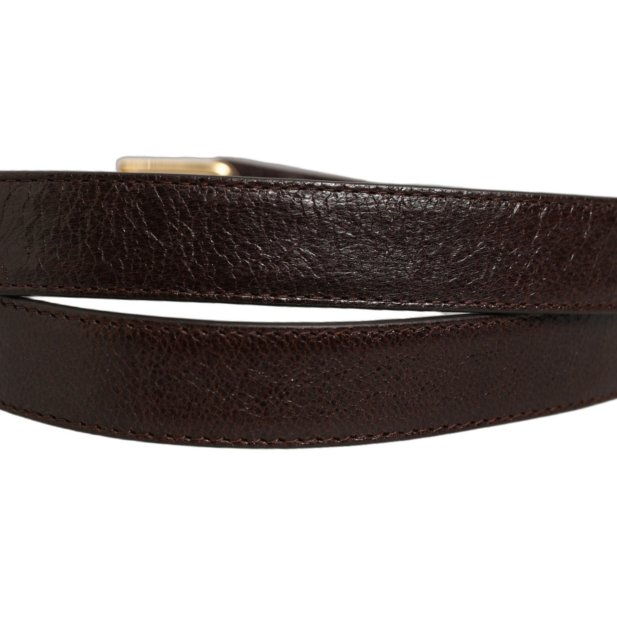 Dolce & Gabbana Men Brown Leather Gold Tone Metal Buckle Belt