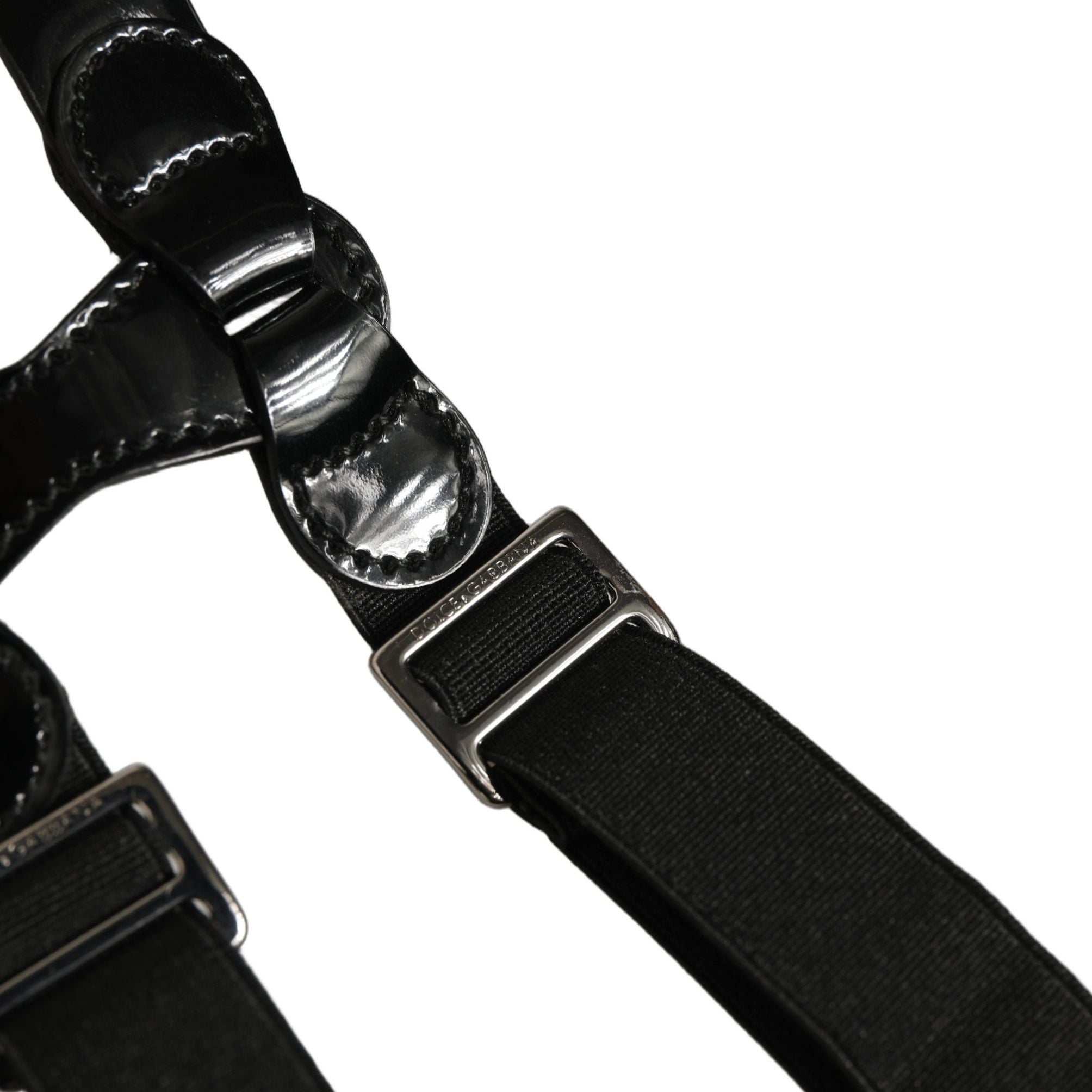 Dolce & Gabbana Black Adjustable Silver Metal Clips Suspenders