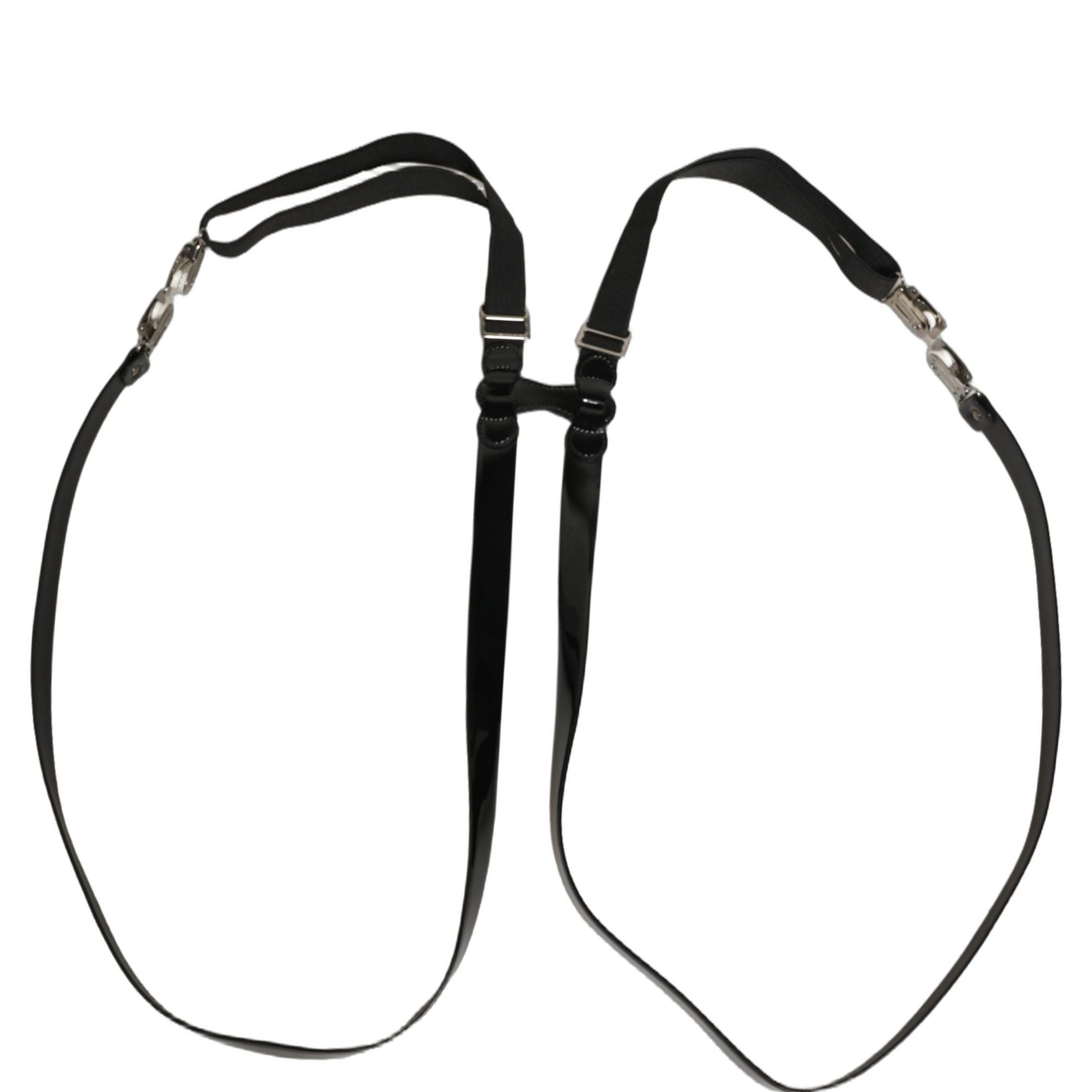 Dolce & Gabbana Black Adjustable Silver Metal Clips Suspenders