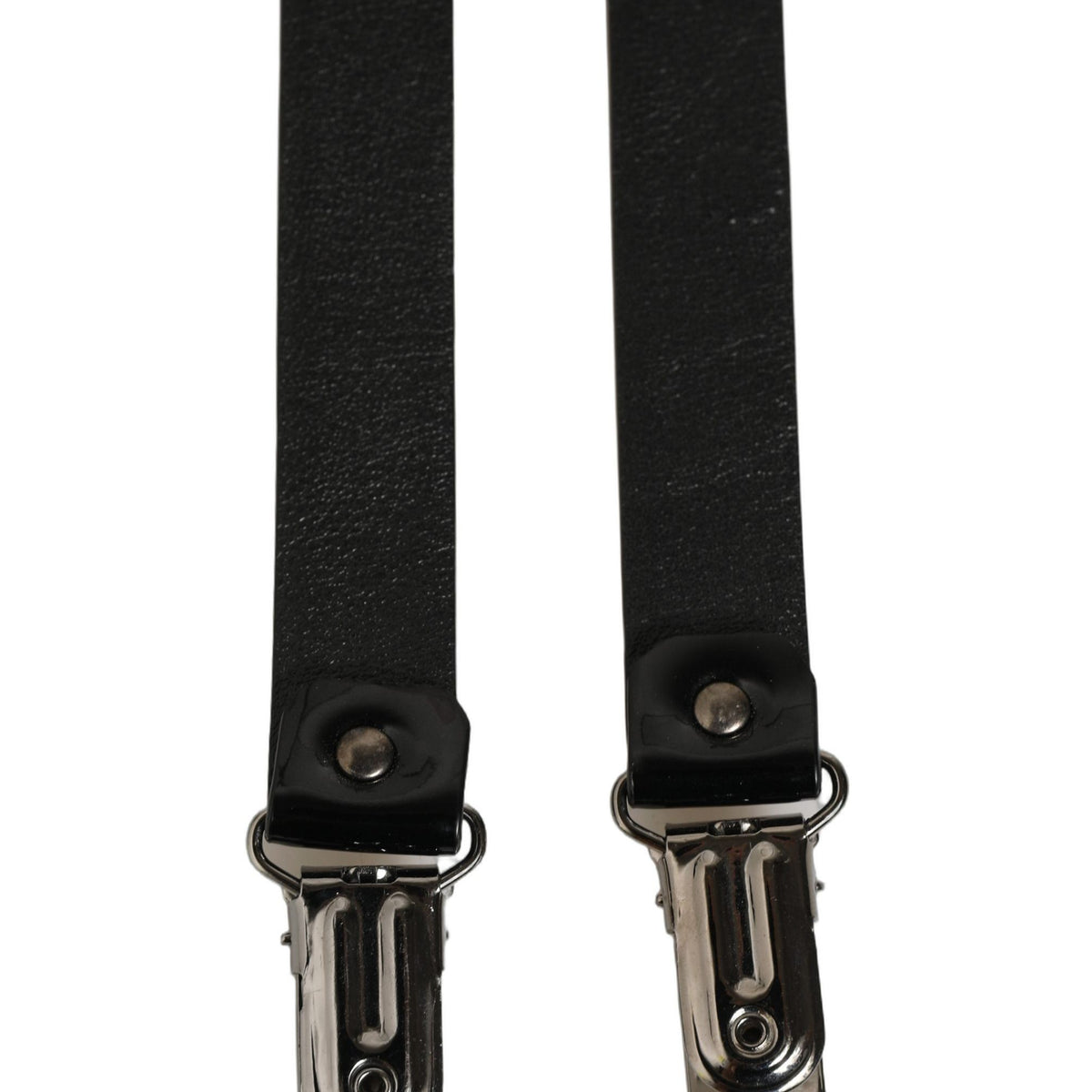Dolce & Gabbana Black Adjustable Silver Metal Clips Suspenders